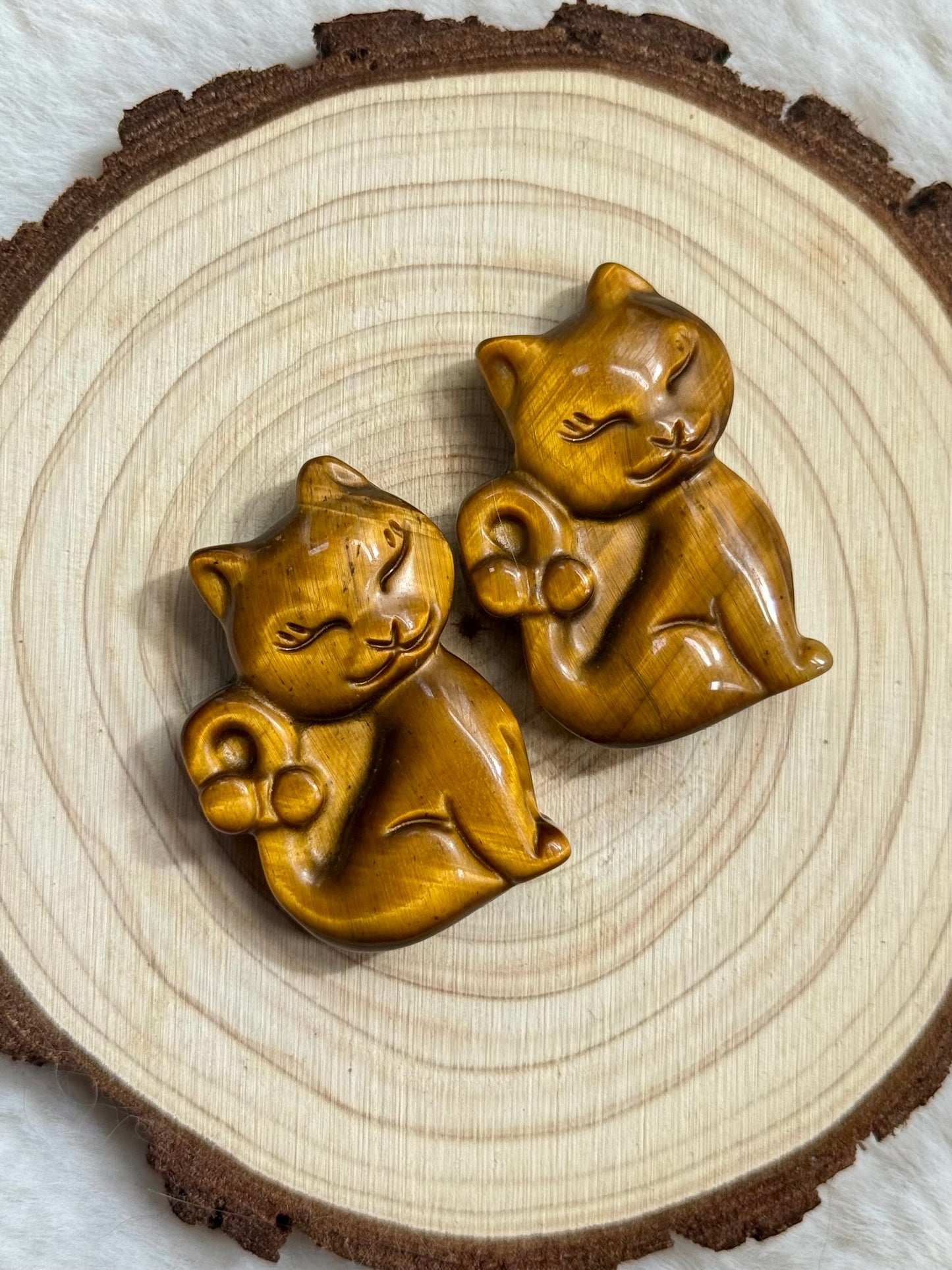 Tiger’s Eye Kitty Carvings