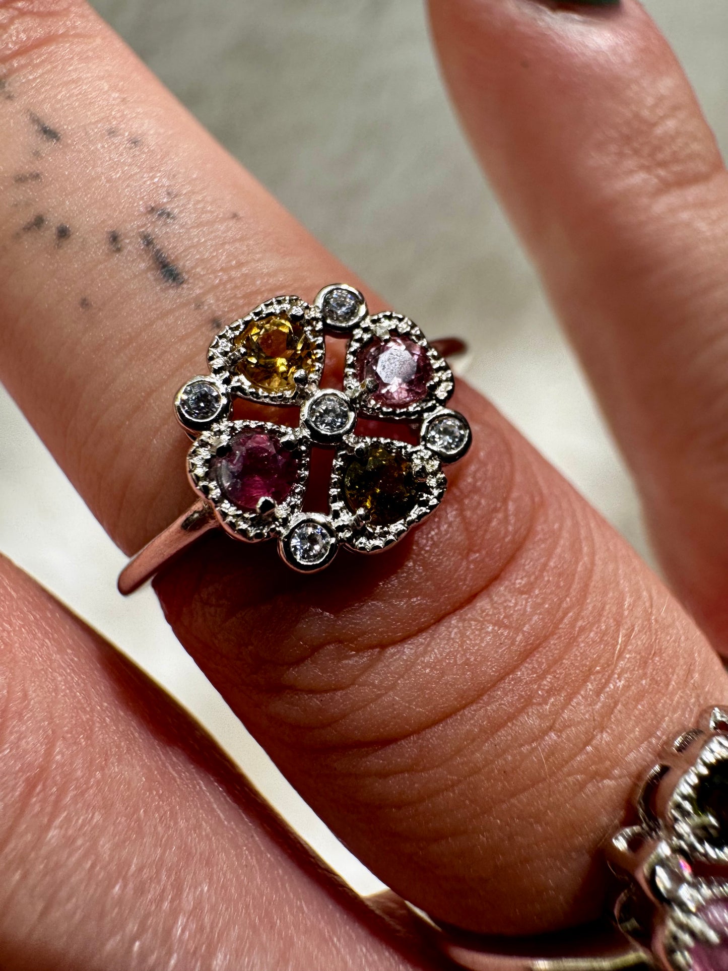 Tourmaline adjustable rings in Silver 925