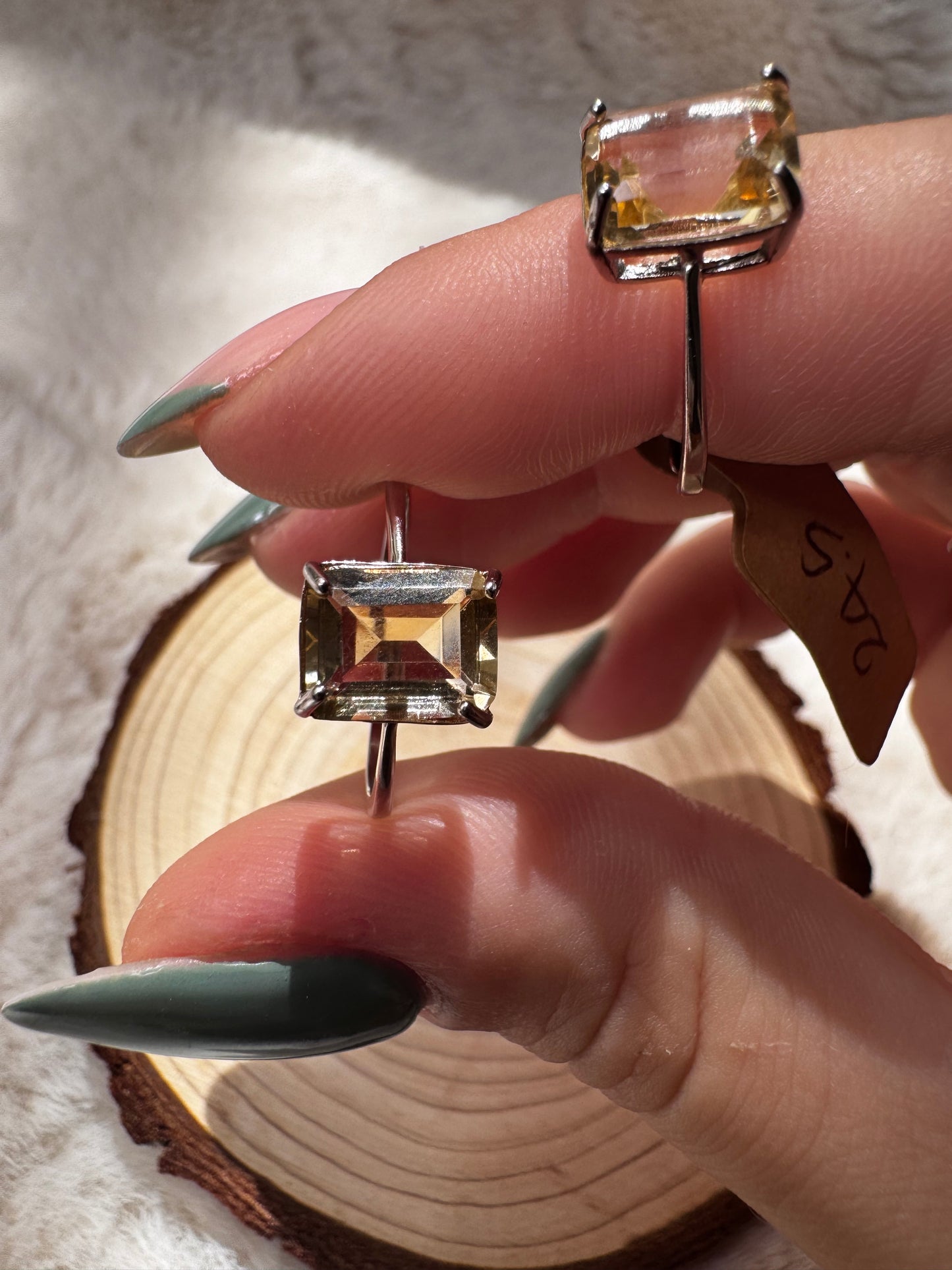 Citrine adjustable rings in Silver 925