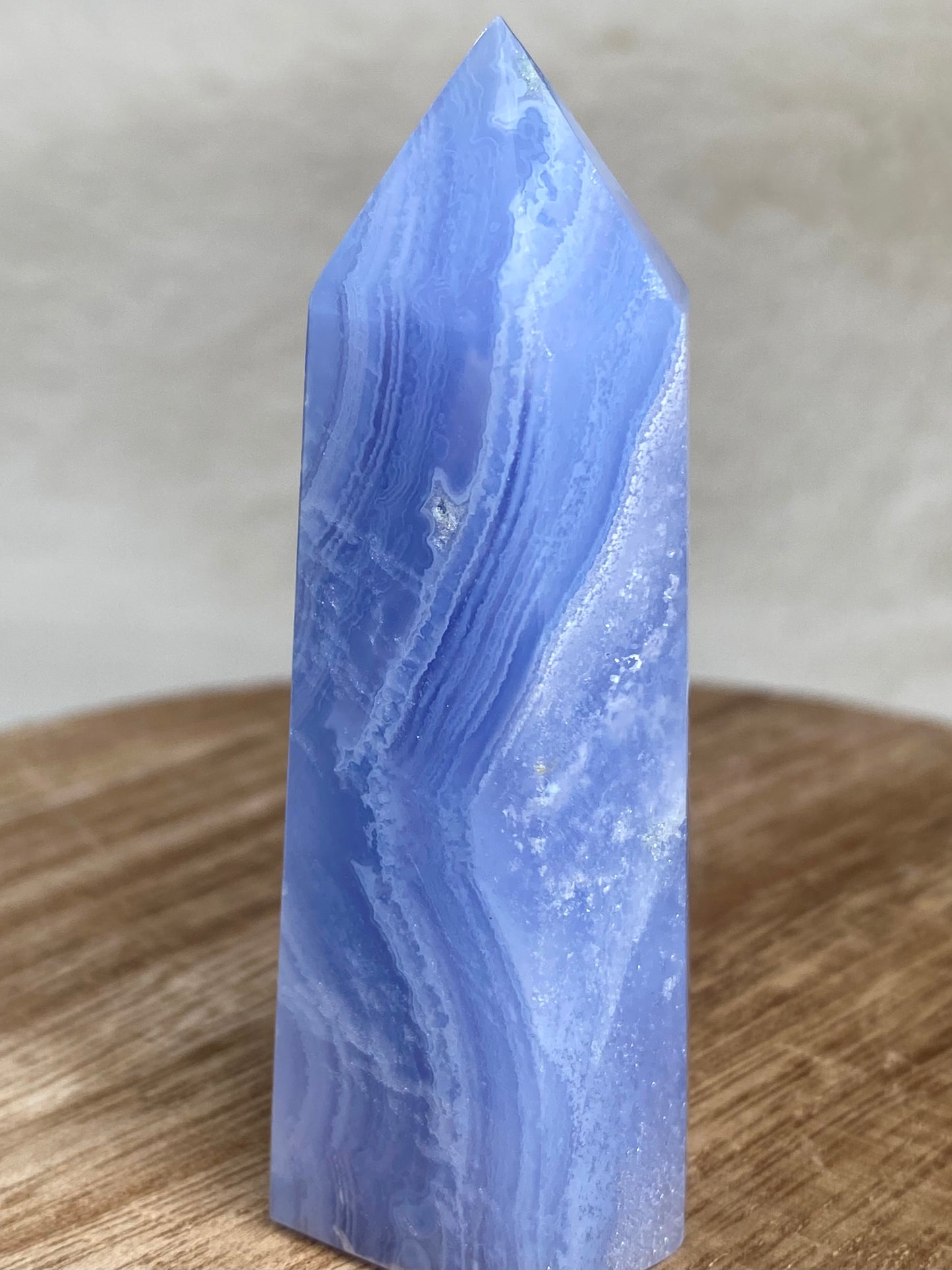 Blue Lace Agate tower from Namibia