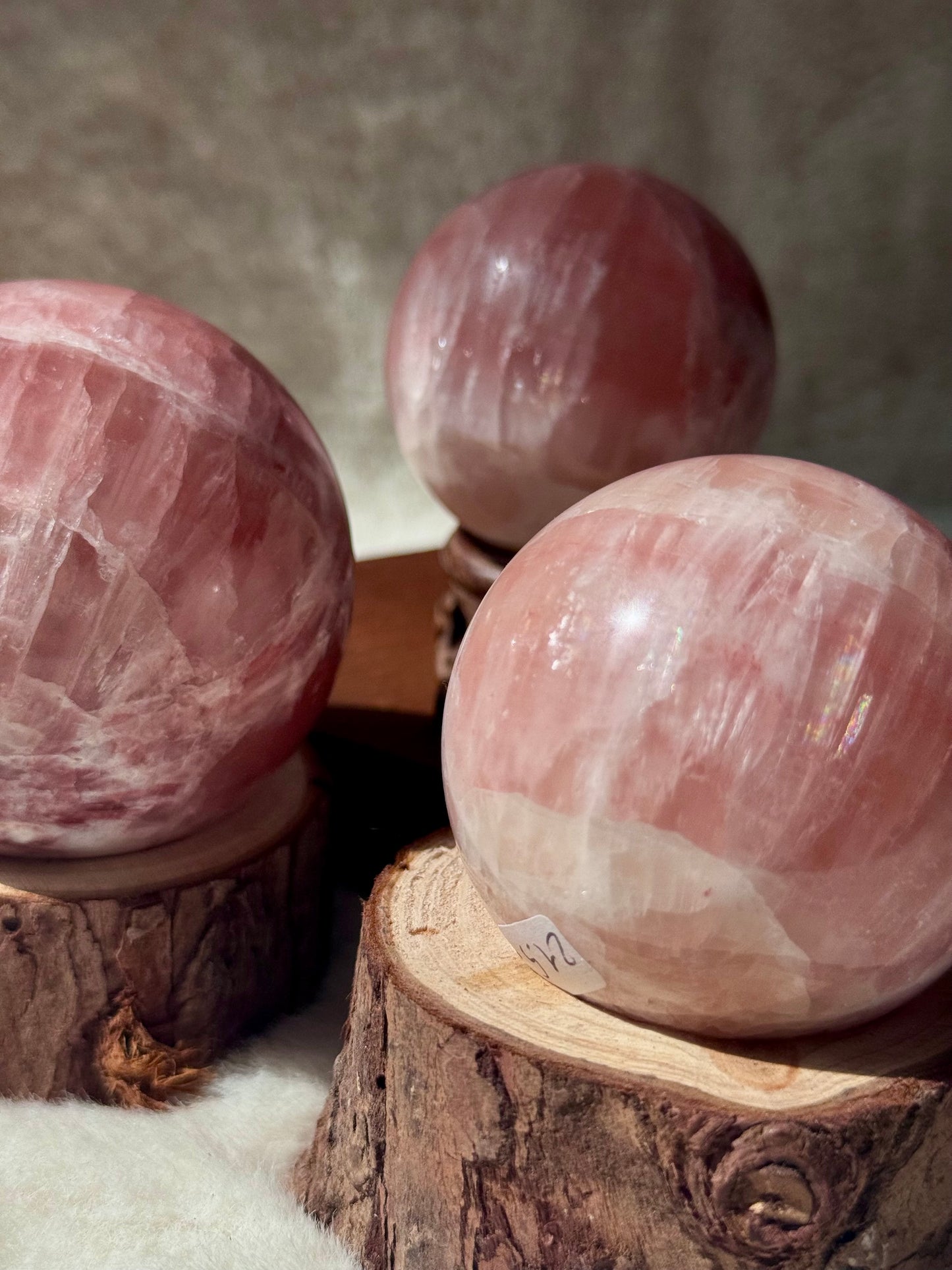 Pink Caribbean Calcite high grade spheres