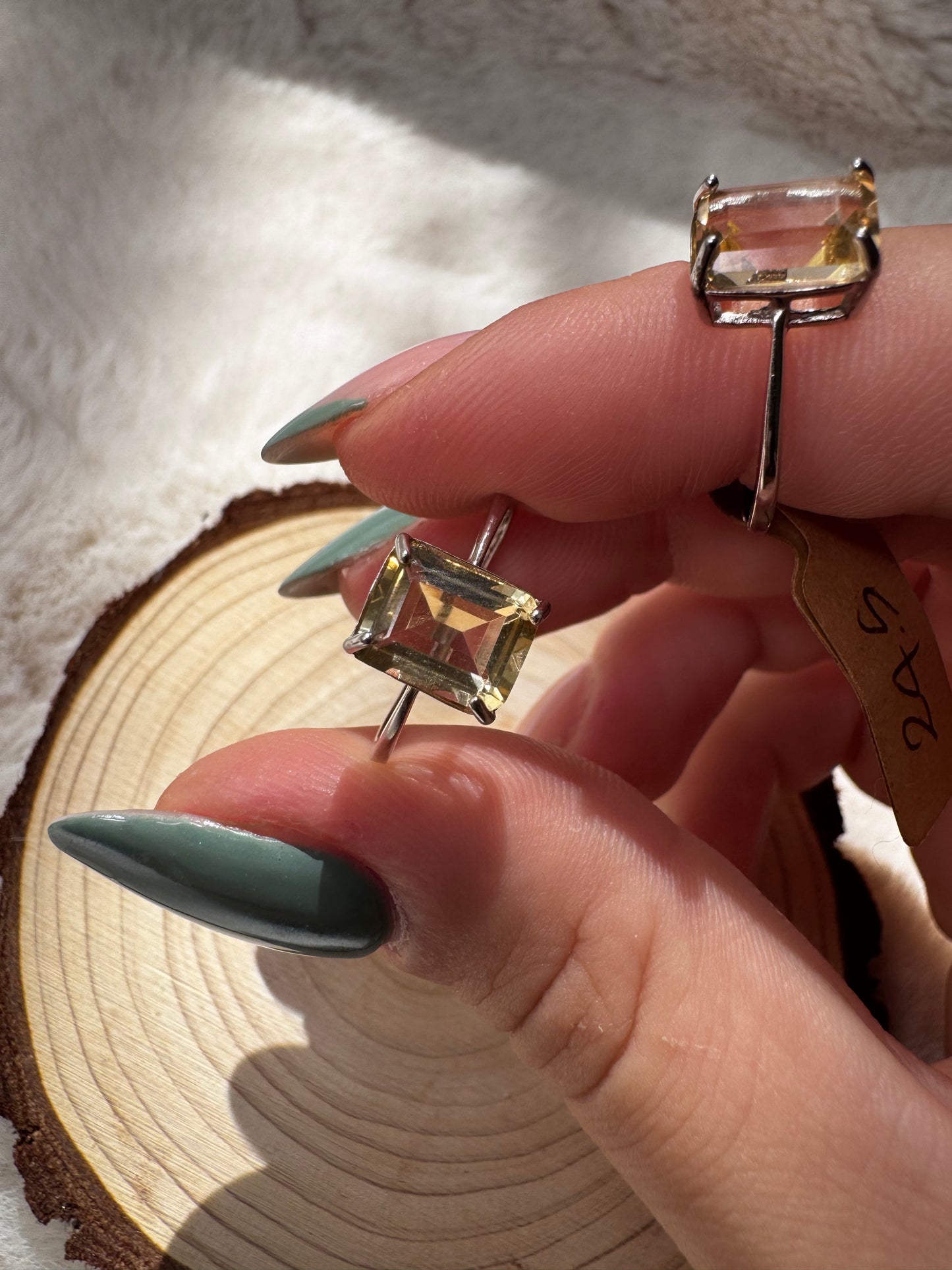 Citrine adjustable rings in Silver 925