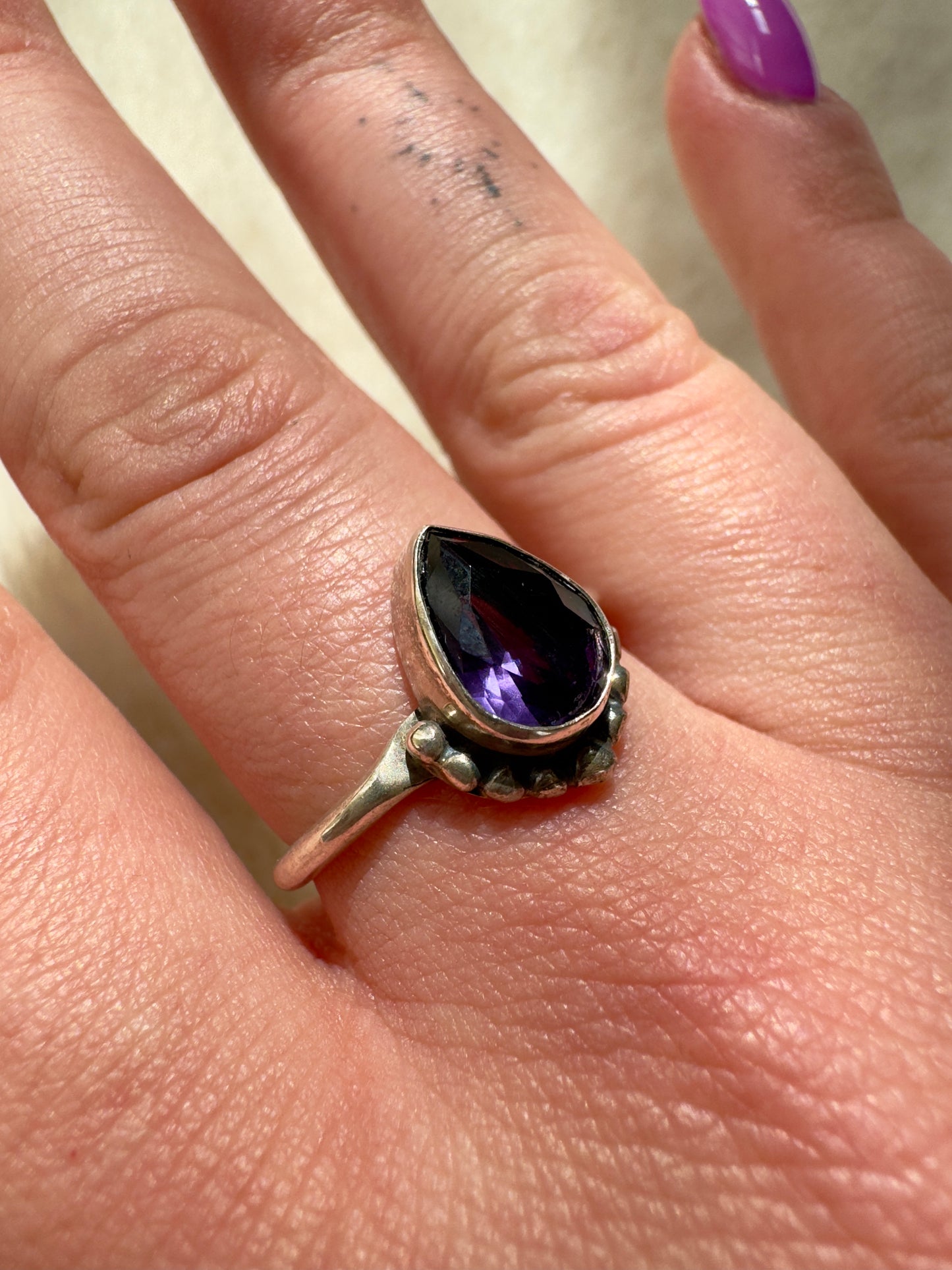 Amethyst adjustable rings in Silver 925