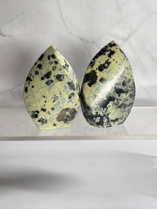 Pyrite in Serpentine | Flames from Peru