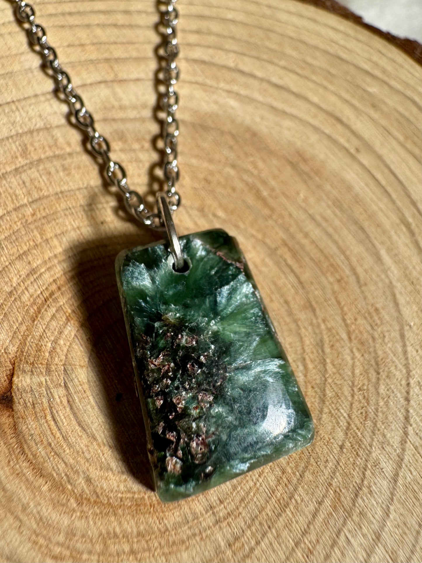 Rare Seraphinite wire- wrapped pendants