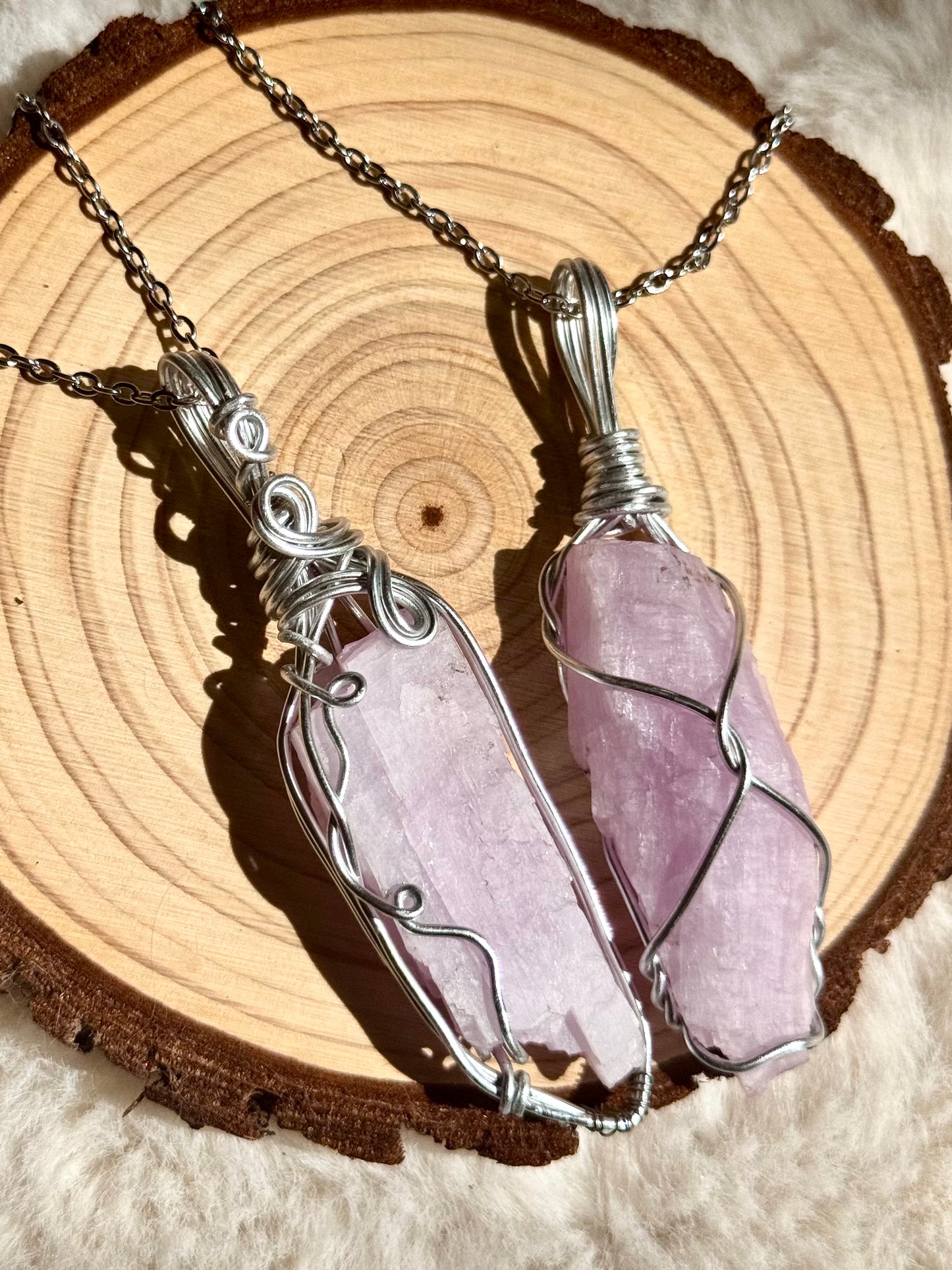 Wire-Wrapped Kunzite pendants