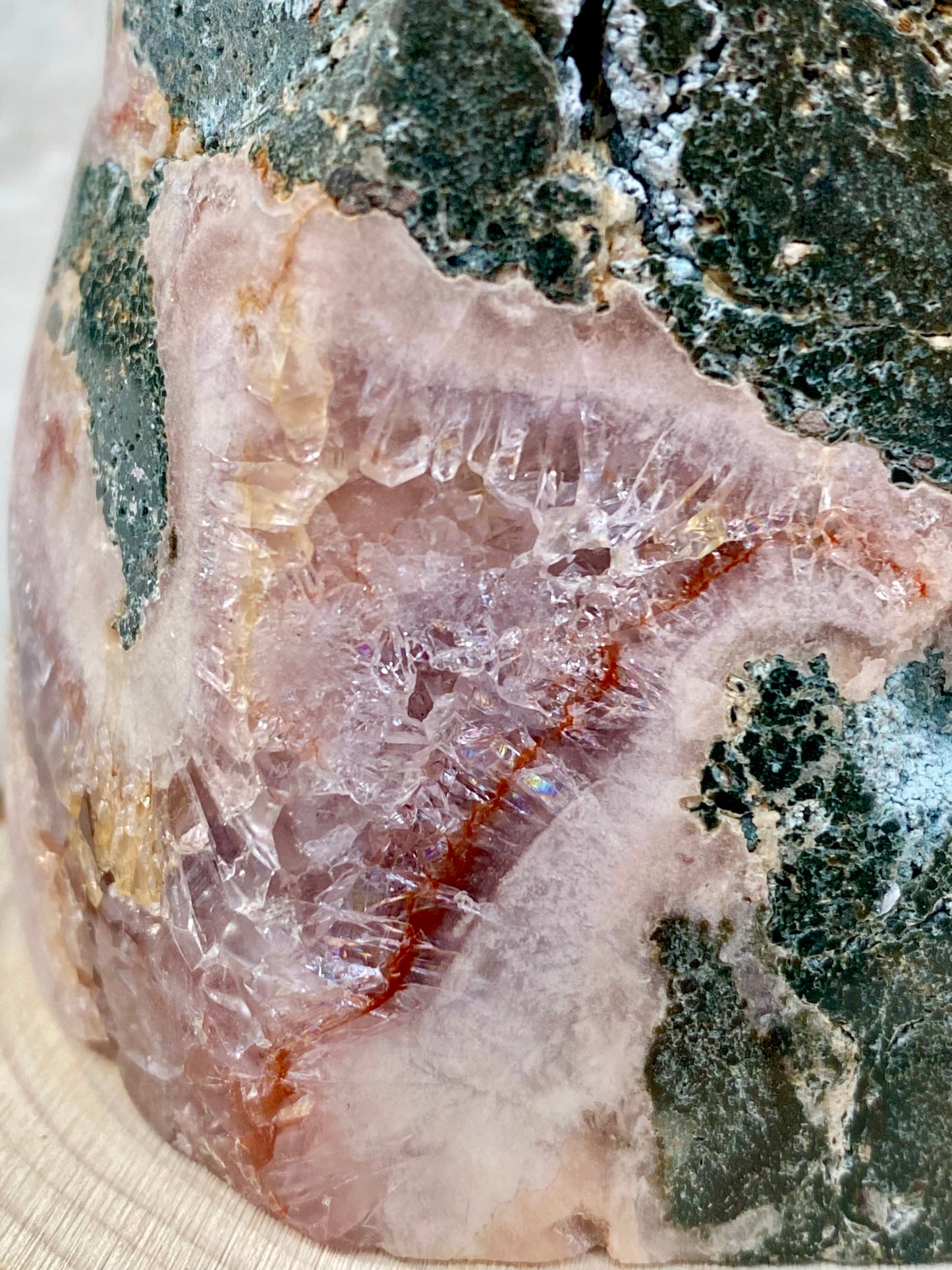 Druzy Pink Amethyst and Green Jasper huge Freeform (0.827 kg)