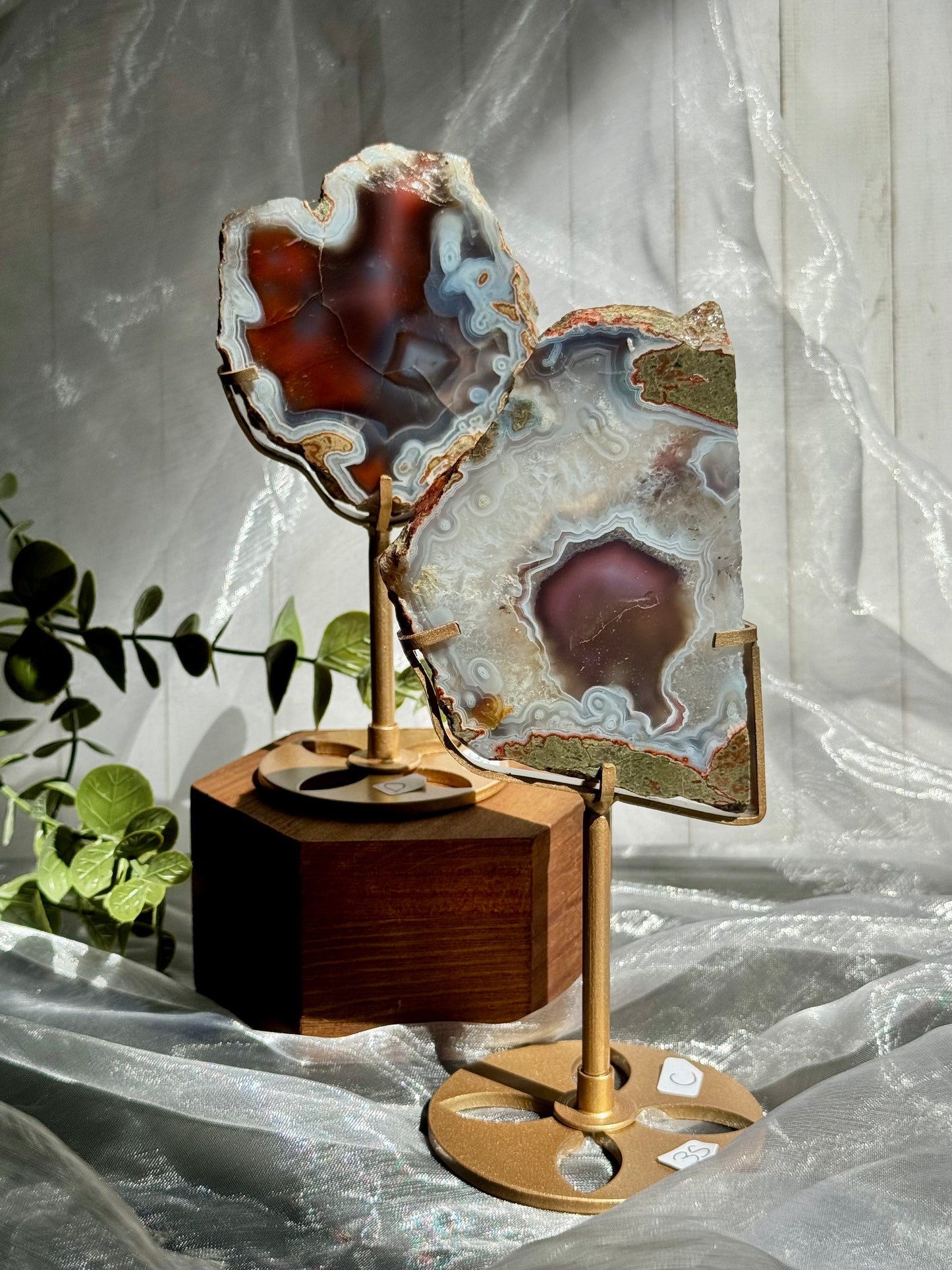 Swazi Agate slabs on stand - Mozambique
