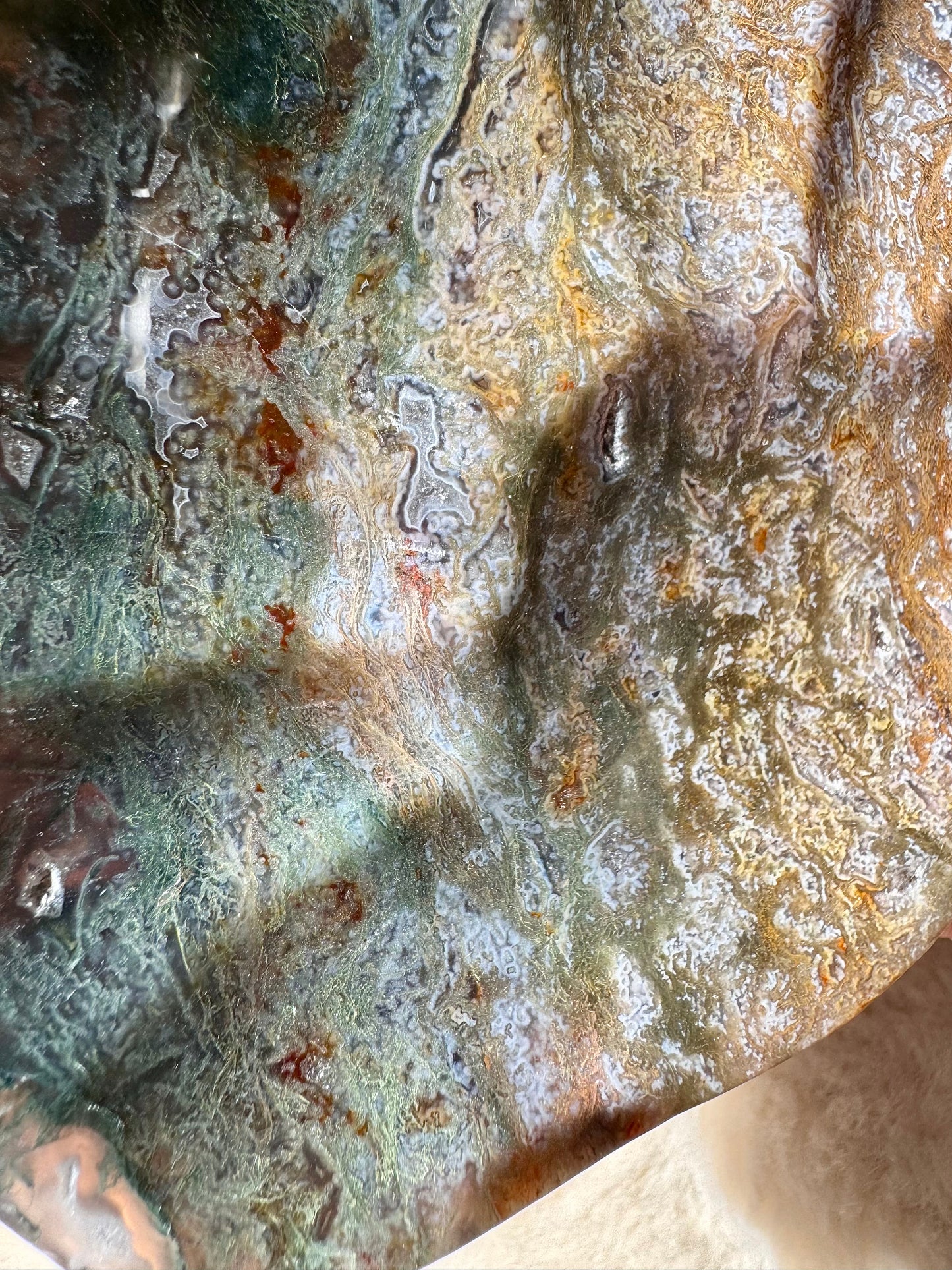 Moss Agate Druzy Shell shaped bowls