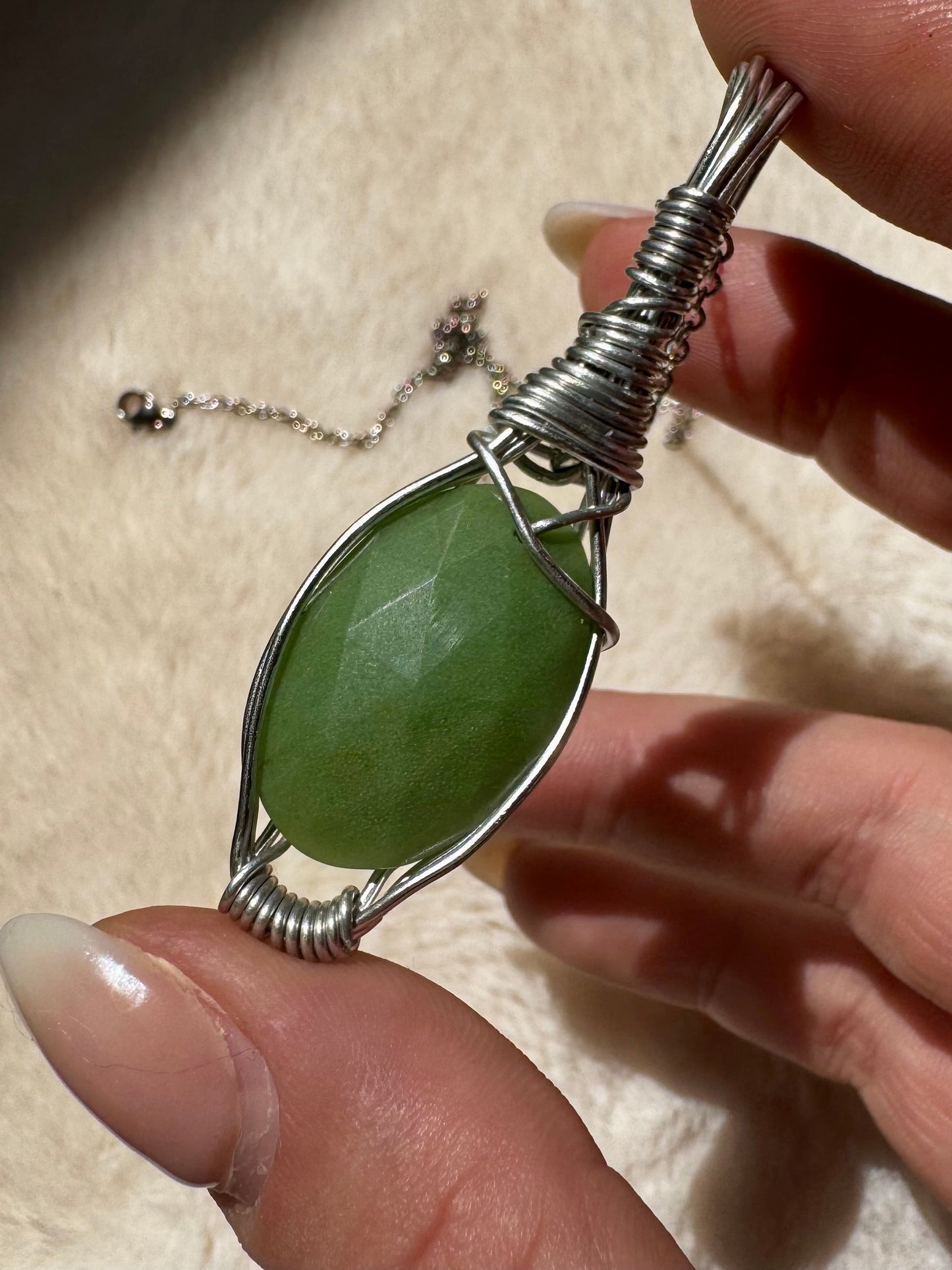 Faceted Aventurine Wire-Wrapped Pendants