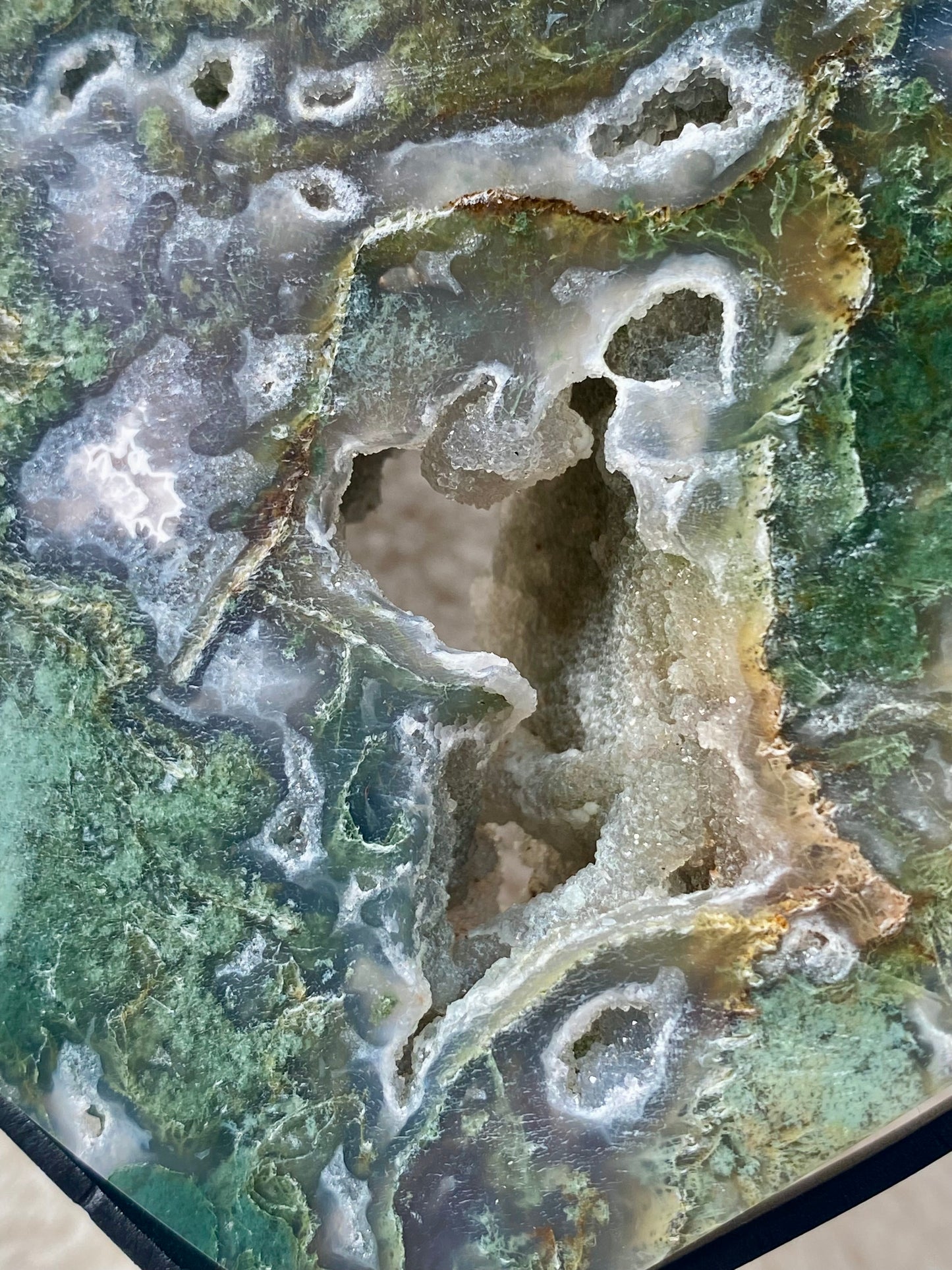 Mesmerising Moss Agate Heart on stand - Moss Agate statement piece