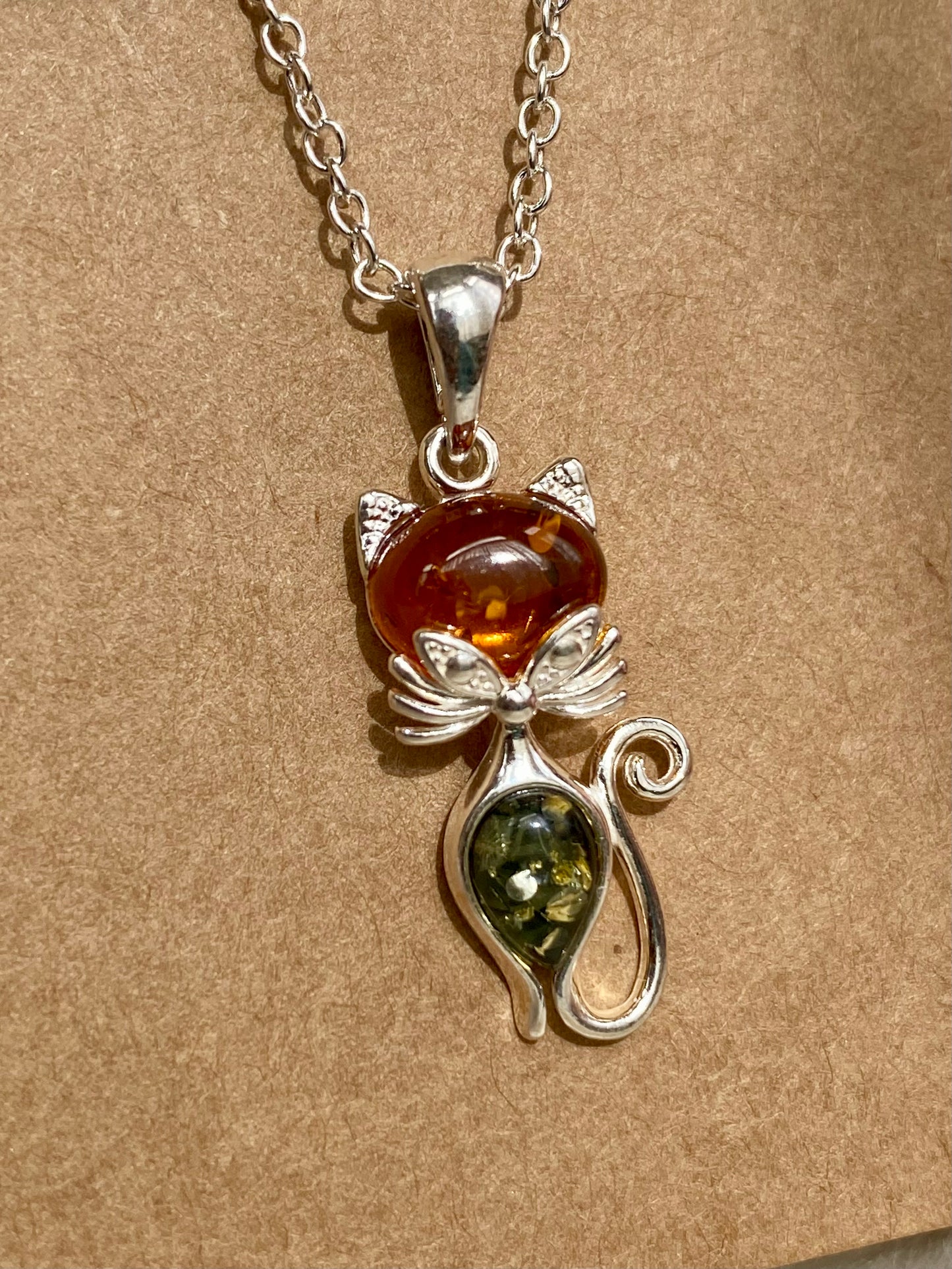 Baltic Amber Kitty jewels in Silver 925 - adjustable Rings, pendants and earrings set