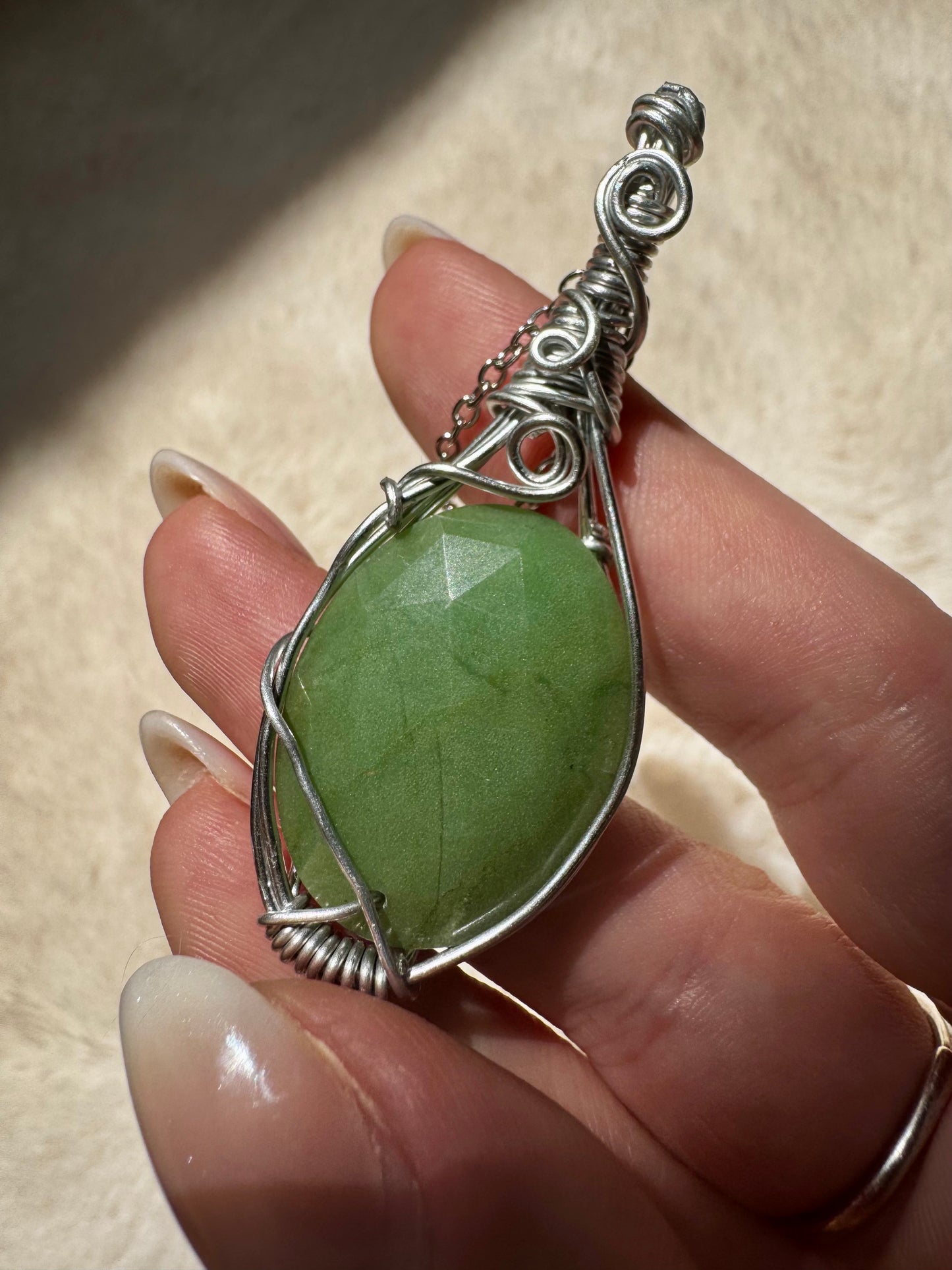 Faceted Aventurine Wire-Wrapped Pendants