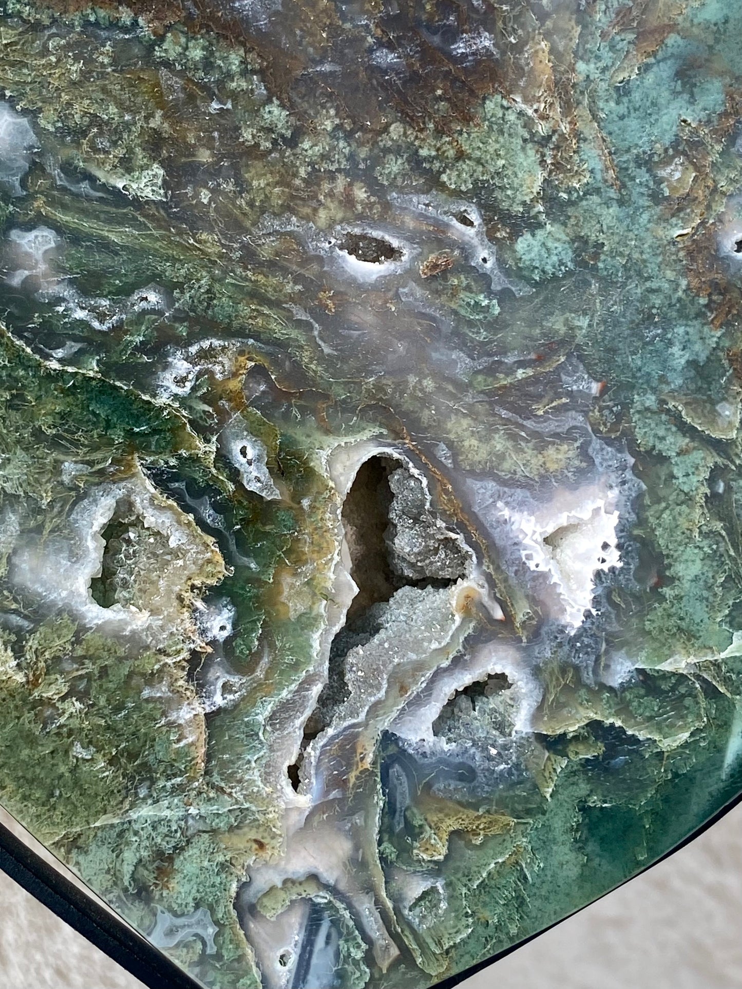 Mesmerising Moss Agate Heart on stand - Moss Agate statement piece