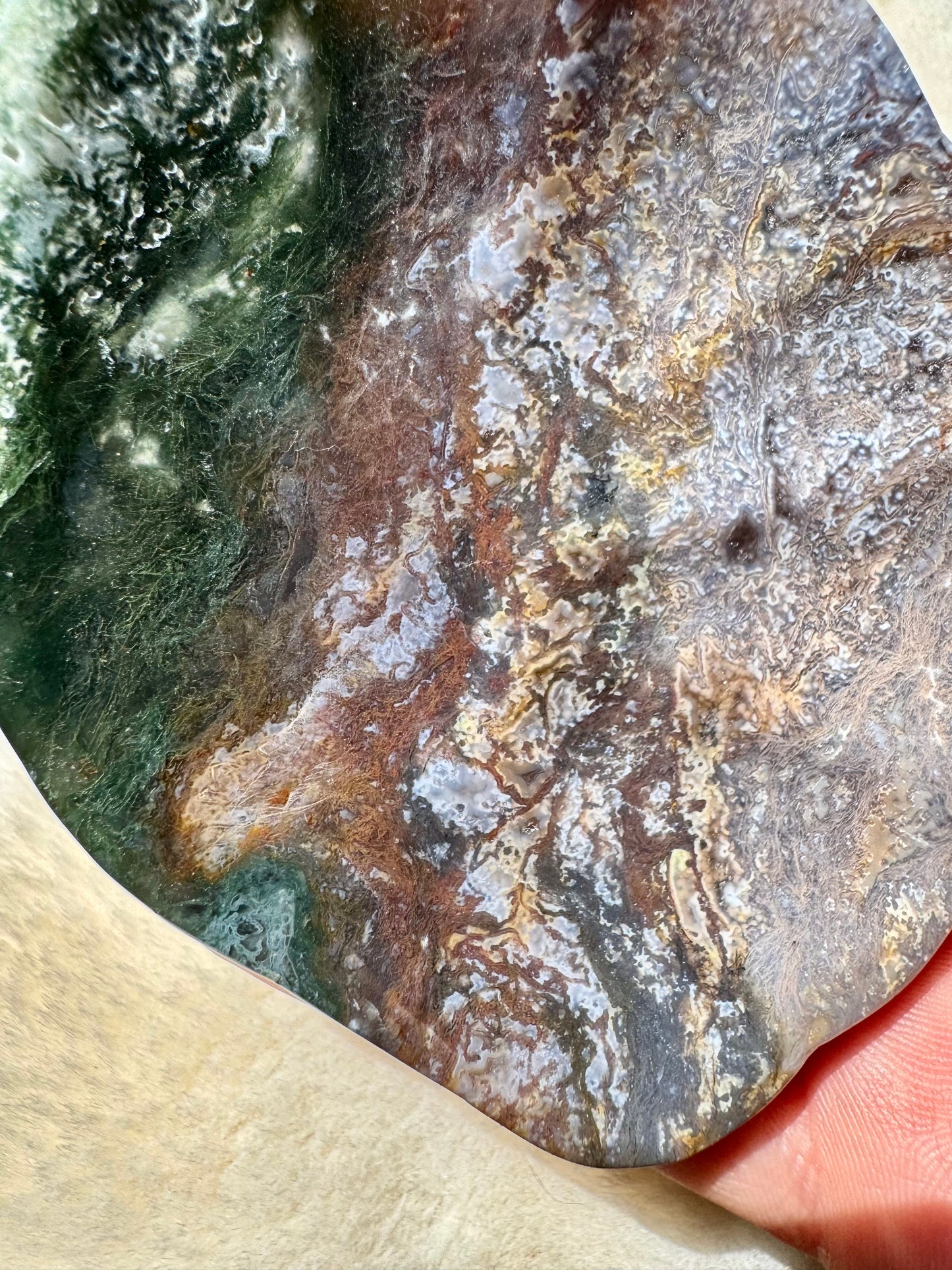 Moss Agate Druzy Shell shaped bowls
