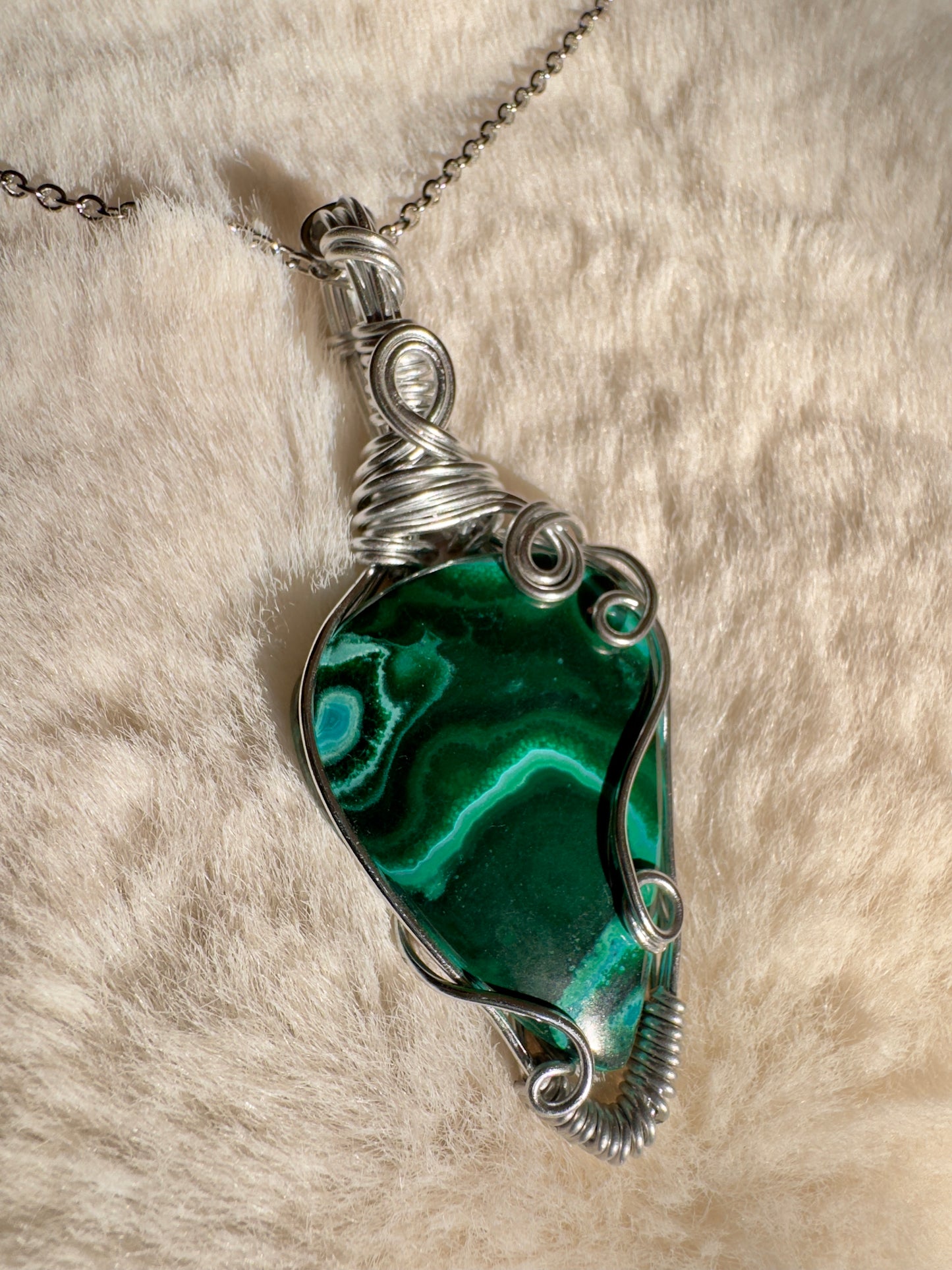 Malachite Wire wrapped pendant