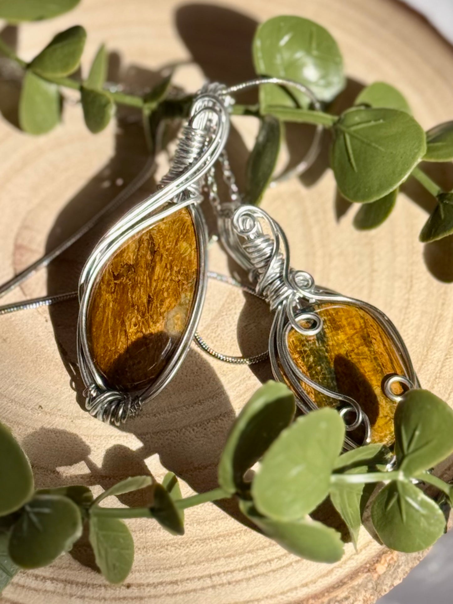 Wire wrapped Pietersite pendants