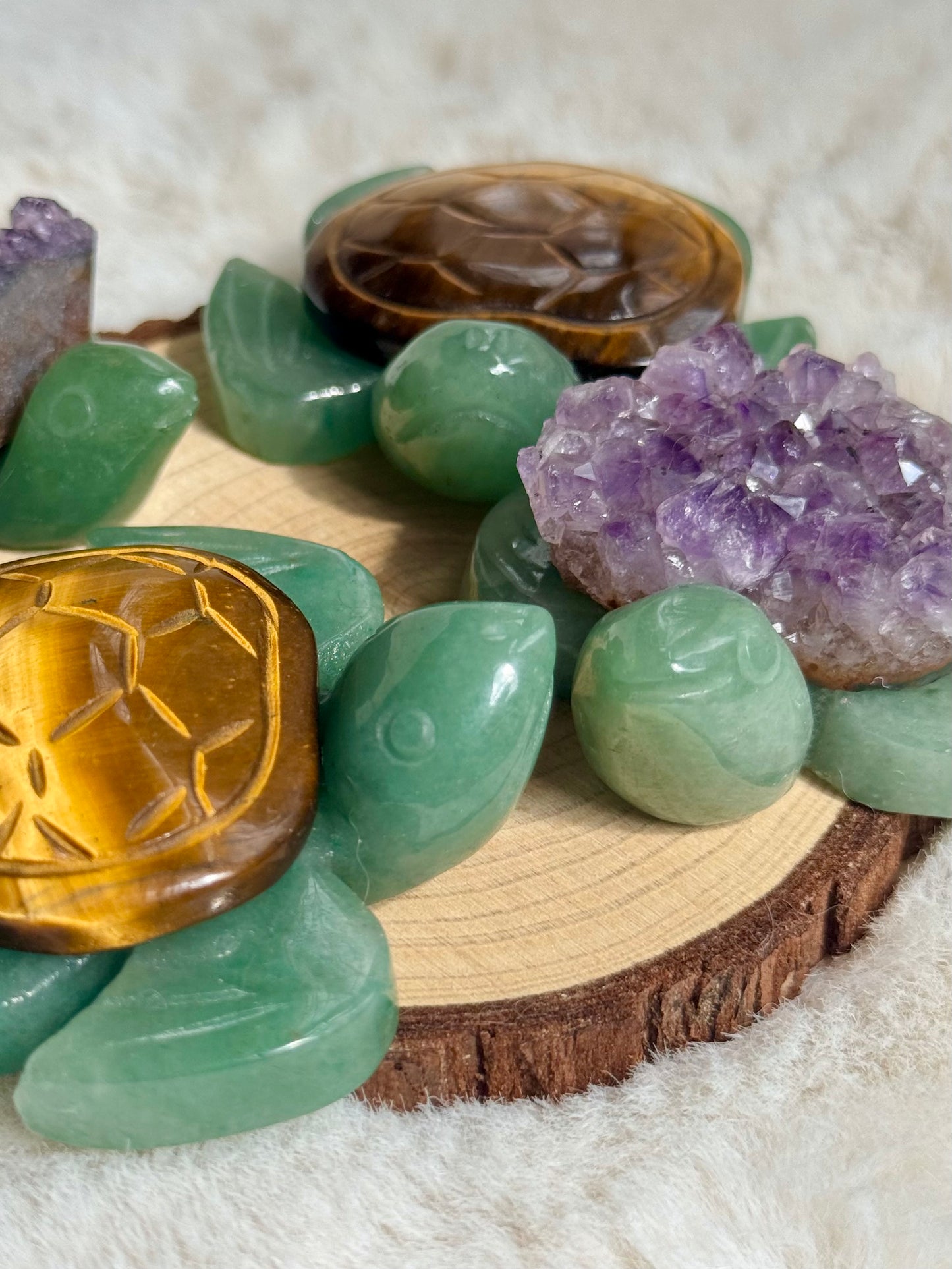 Aventurine cheeky Turtles with Amethyst or Tiger’s Eye Shell