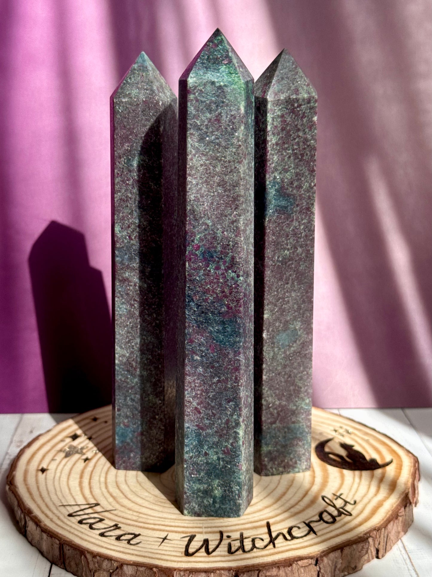 Ruby in Zoisite sparkly towers