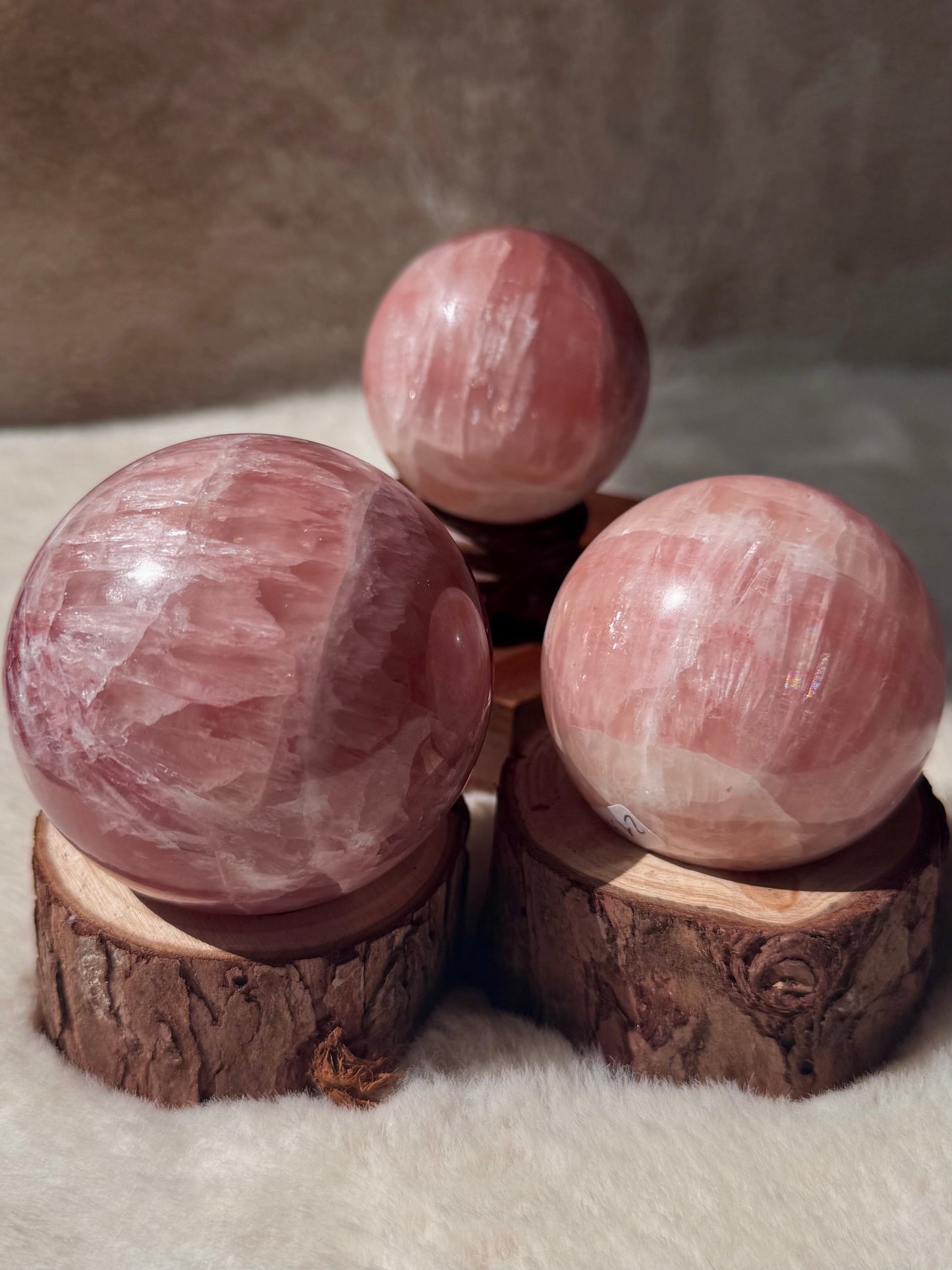 Pink Caribbean Calcite high grade spheres