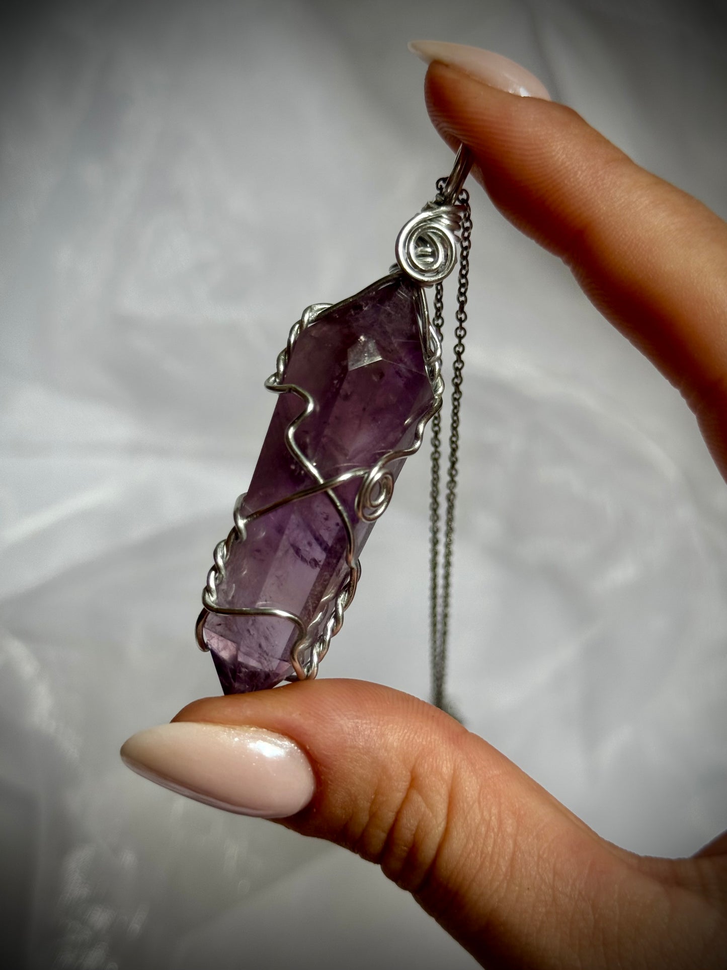 Wire wrapped Amethyst DTs pendant