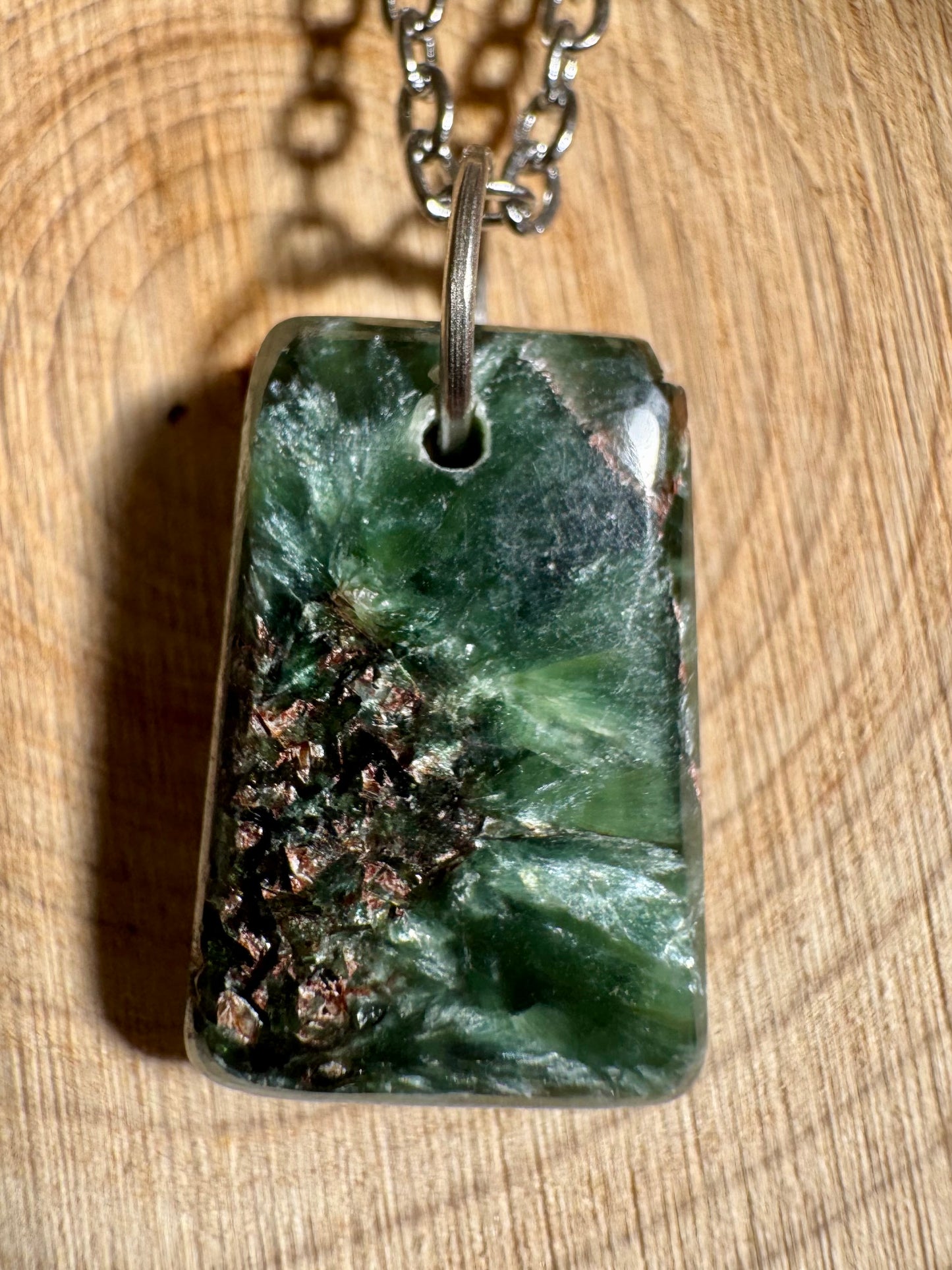 Rare Seraphinite wire- wrapped pendants