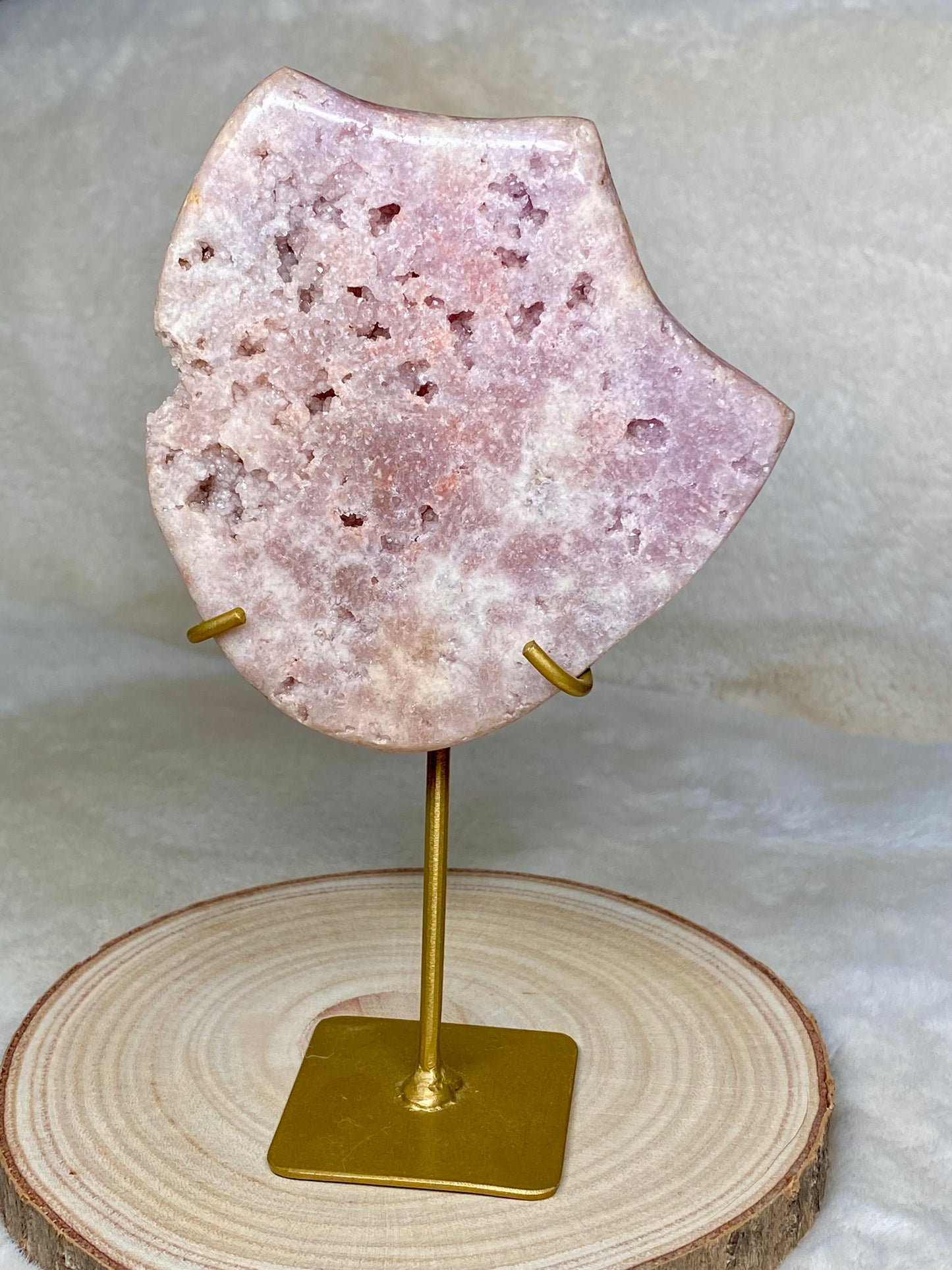 Pink Amethyst Slabs and Freeform on stand - Statement pieces