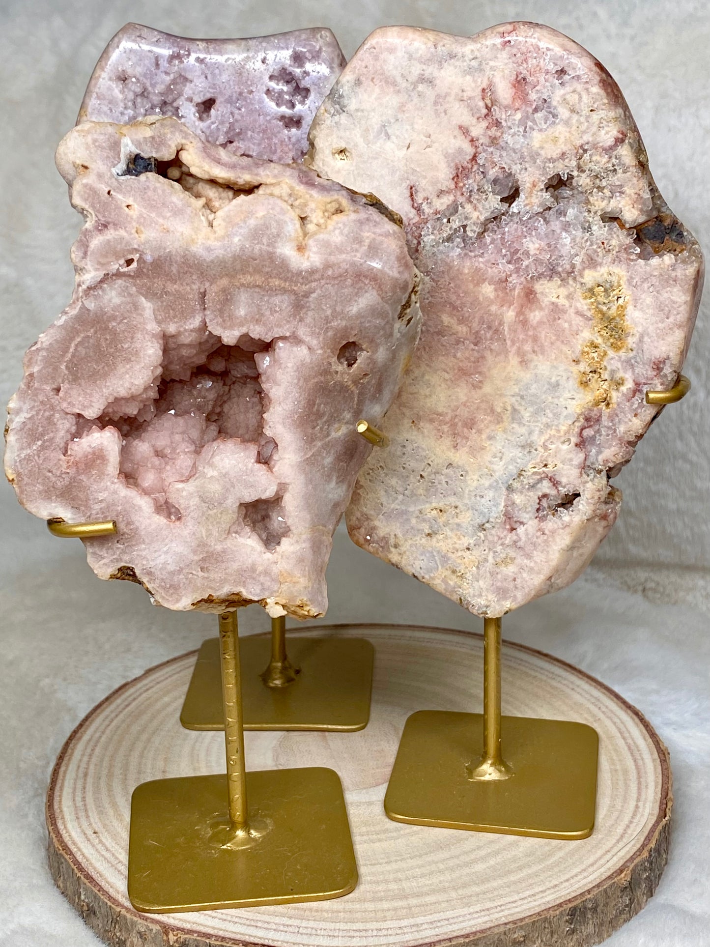 Pink Amethyst Slabs and Freeform on stand - Statement pieces