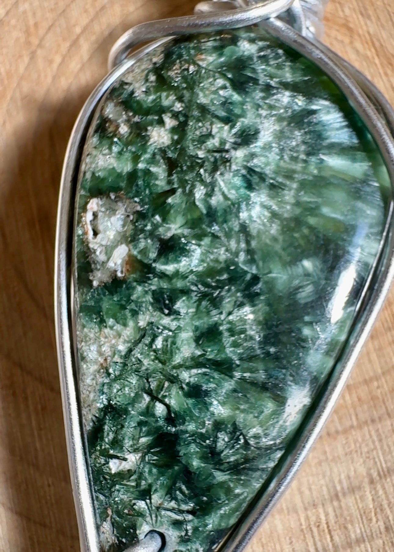 Rare Seraphinite wire- wrapped pendants