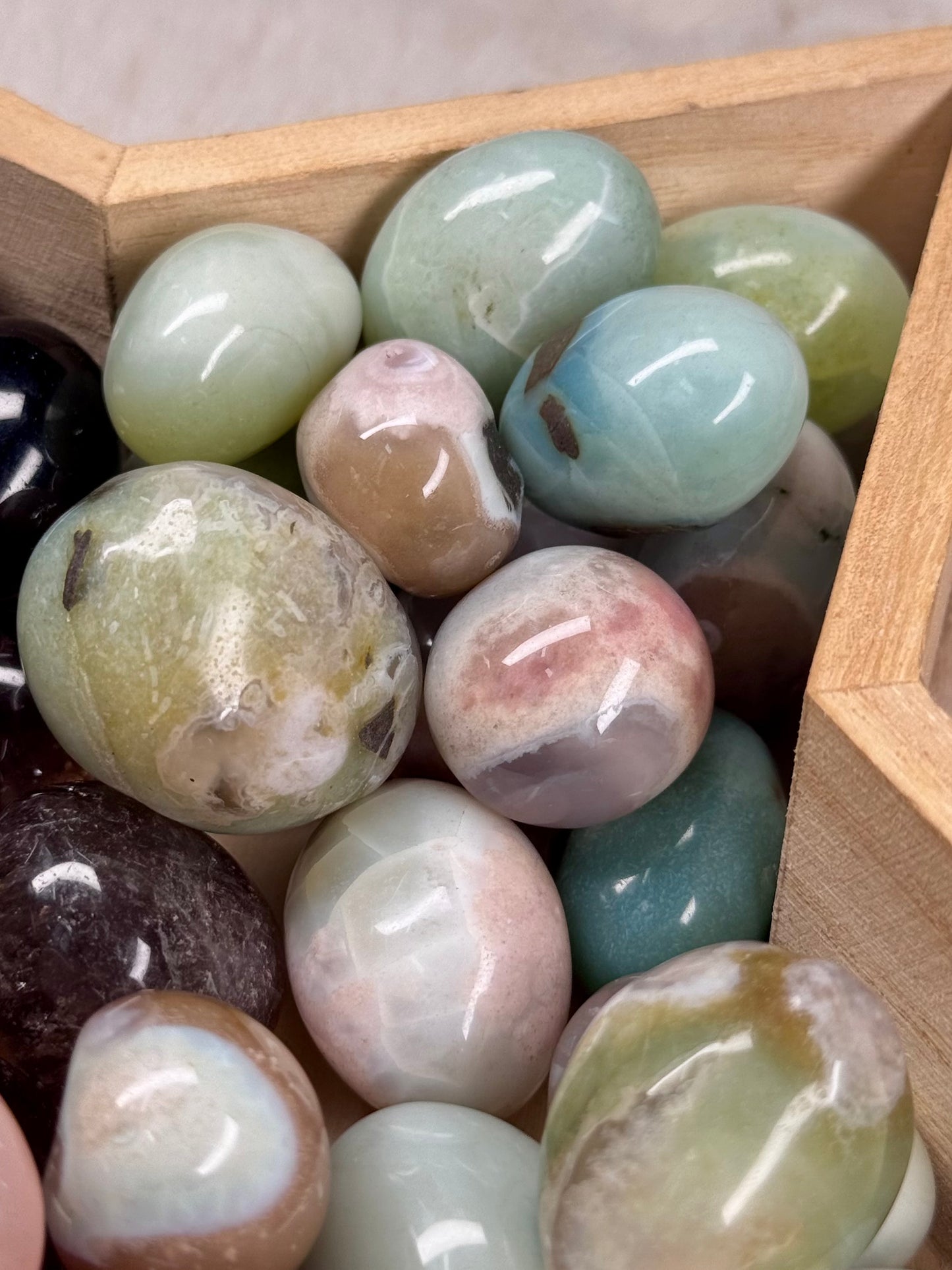Green Flower Agate Tumble stones | Intuitively chosen
