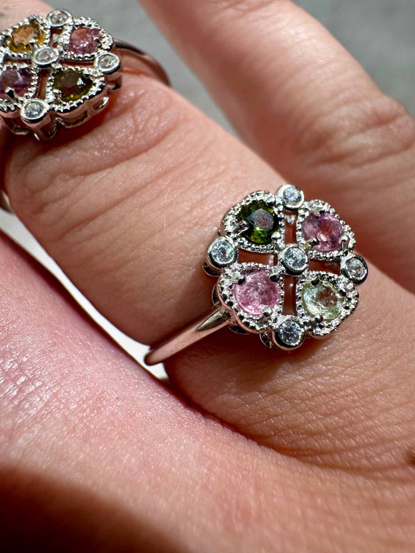 Tourmaline adjustable rings in Silver 925