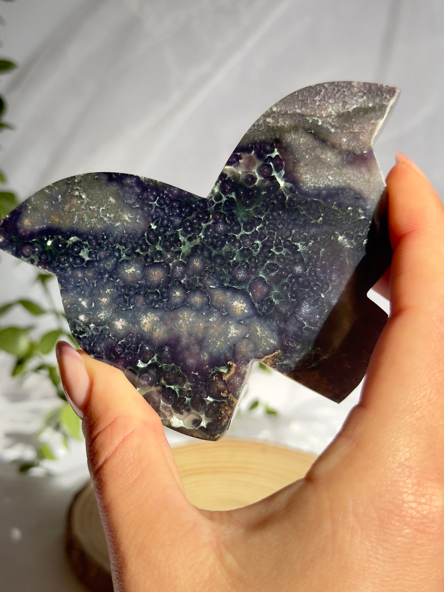Indonesian Grape Agate Cloud and Butterflies carvings