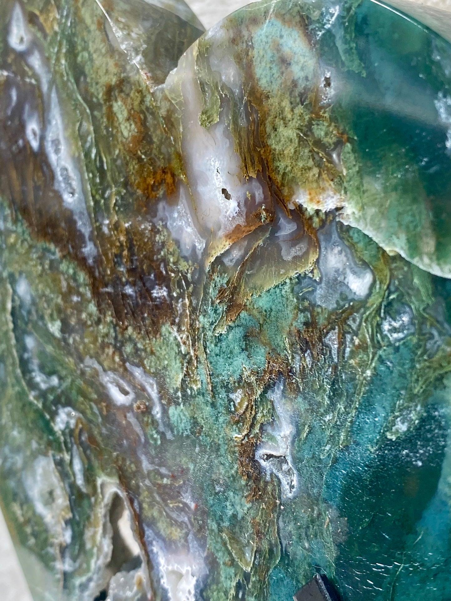 Mesmerising Moss Agate Heart on stand - Moss Agate statement piece