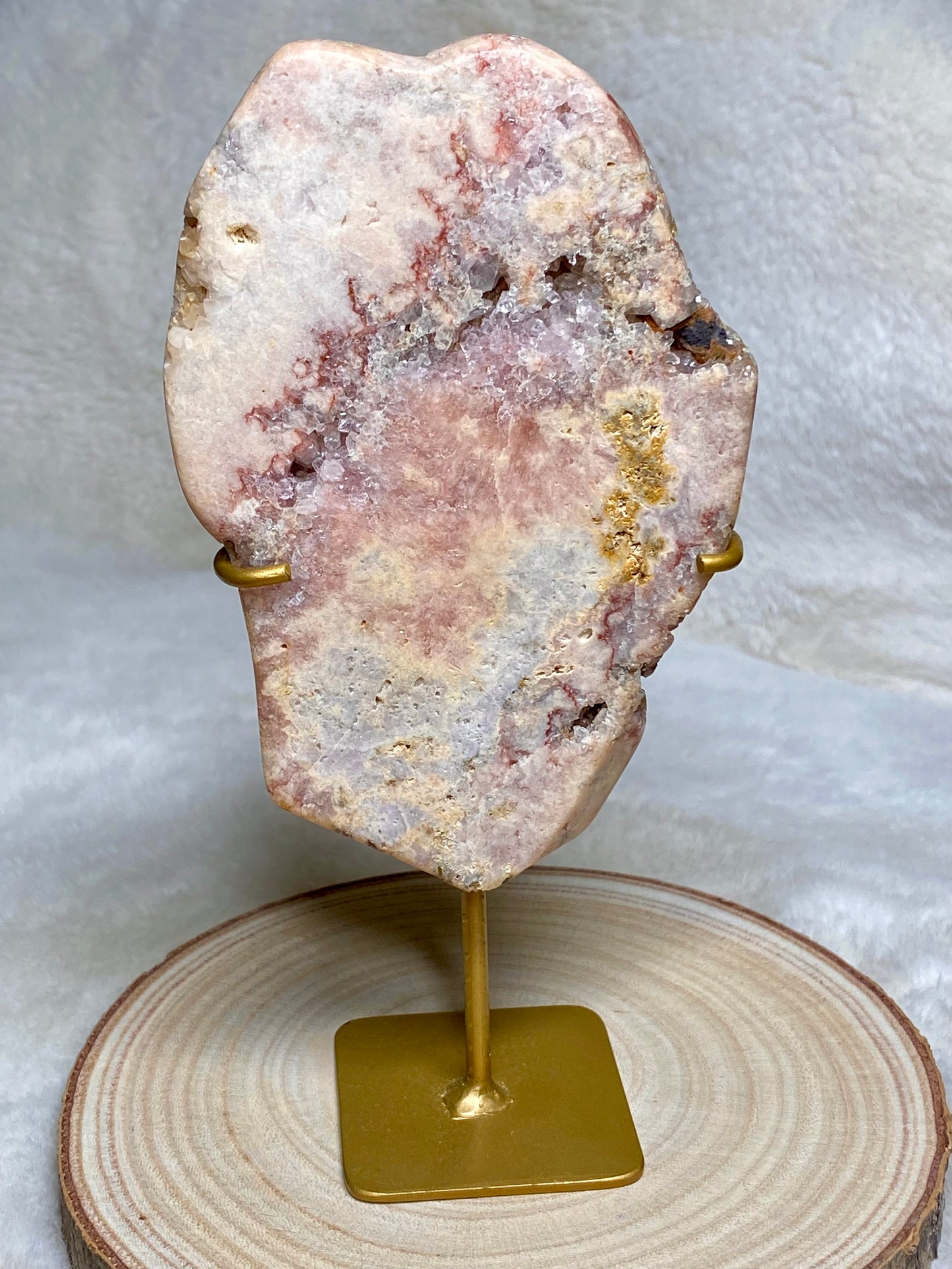 Pink Amethyst Slabs and Freeform on stand - Statement pieces
