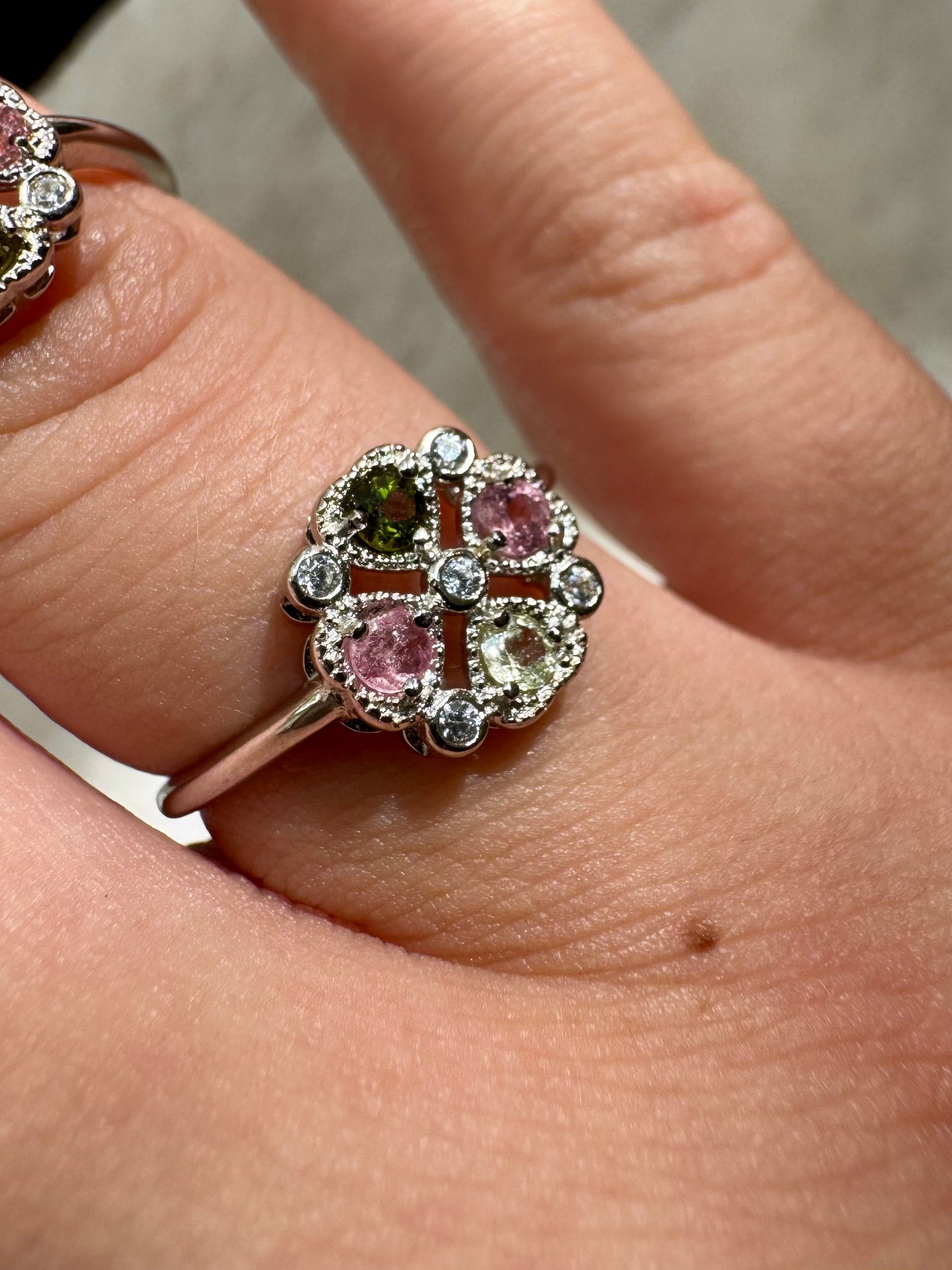 Tourmaline adjustable rings in Silver 925