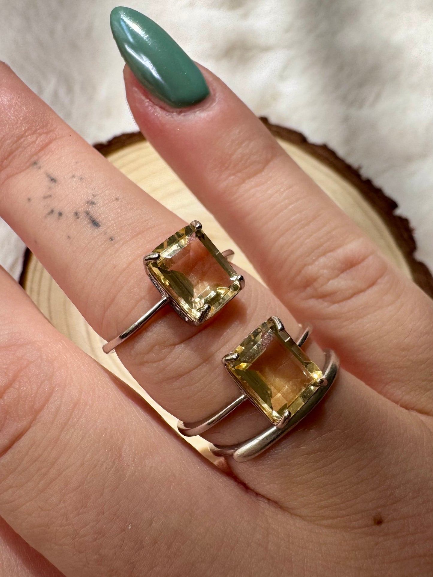 Citrine adjustable rings in Silver 925