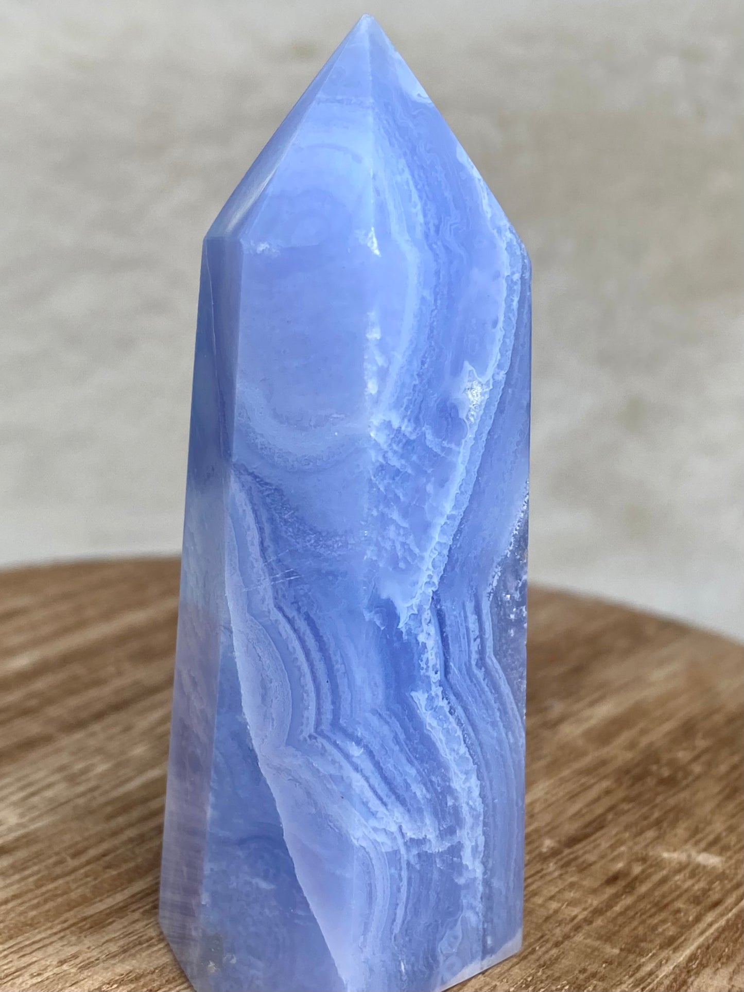 Blue Lace Agate tower from Namibia