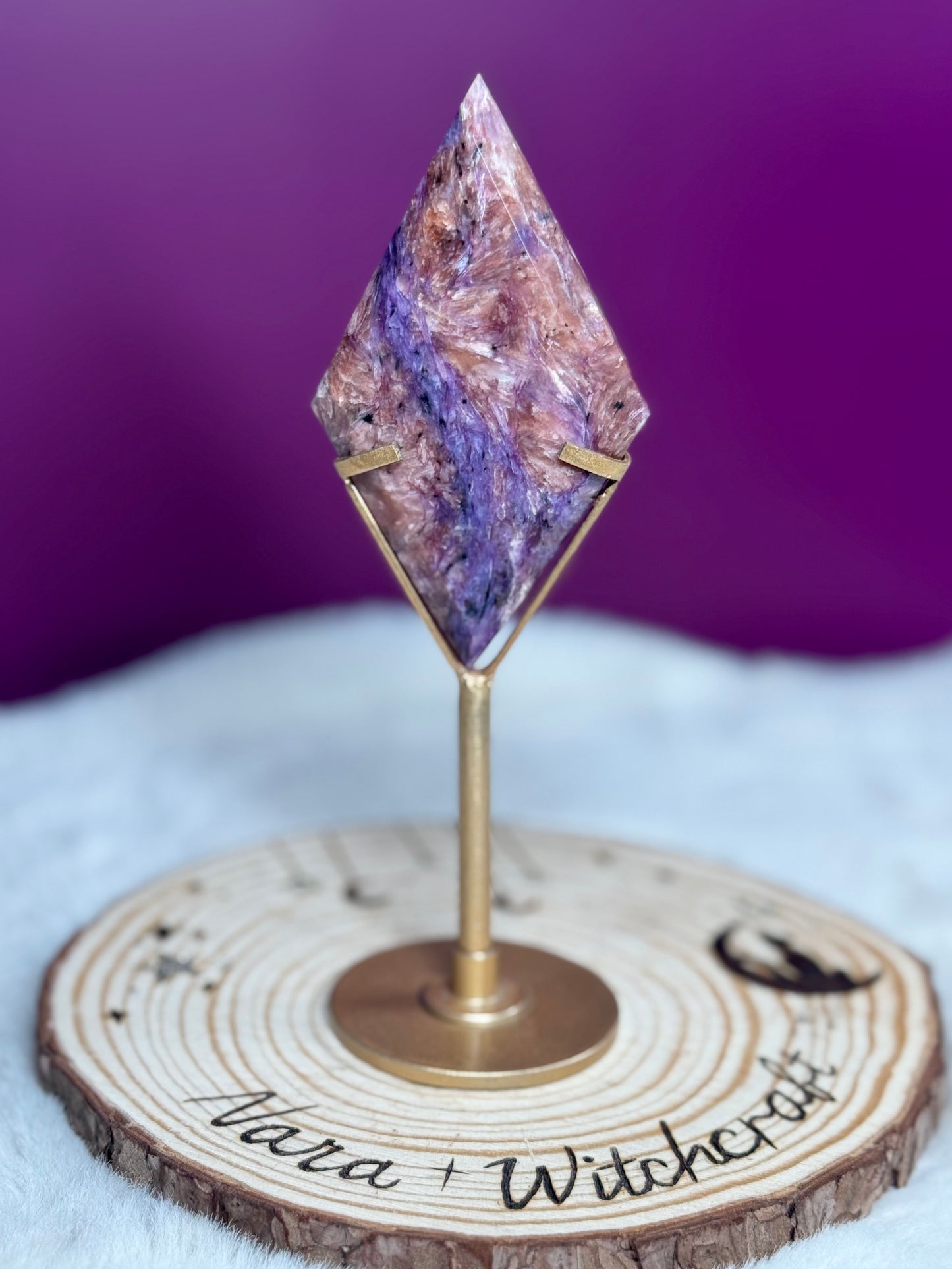 Charoite Diamond on stand