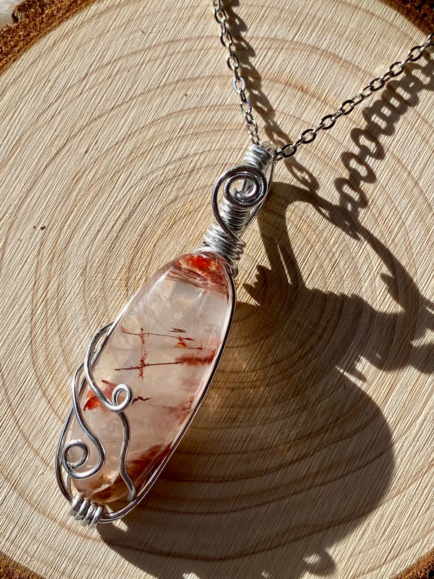 Wire wrapped Copper Rutile Quartz pendants