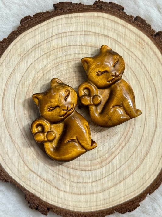 Tiger’s Eye Kitty Carvings