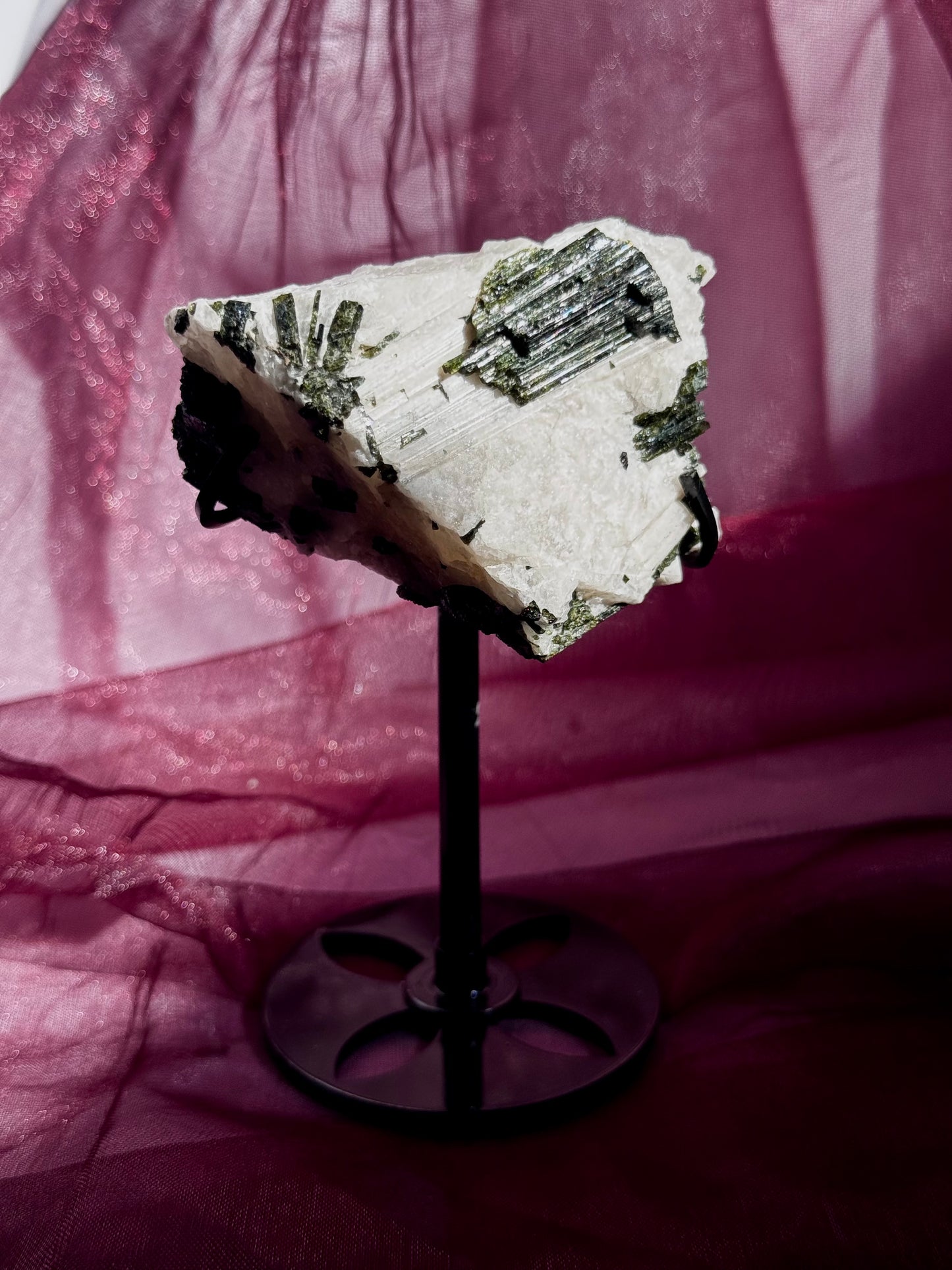 Green Tourmaline (Verdelite) on Quartz Matrix