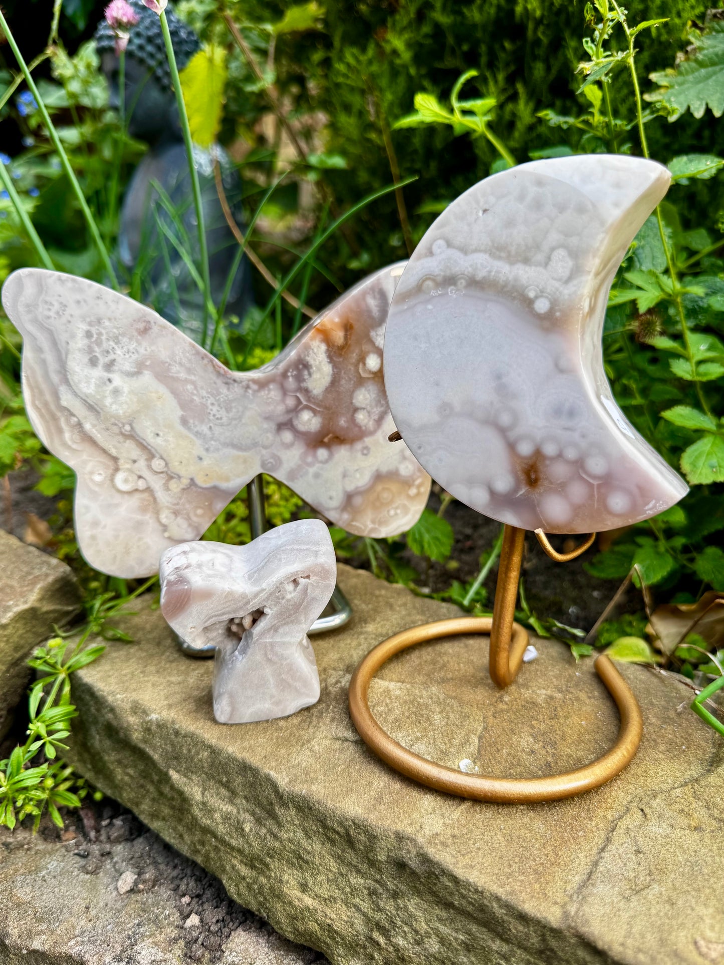 Pink Amethyst Butterfly, Moon and Mermaid tail Dreamy set