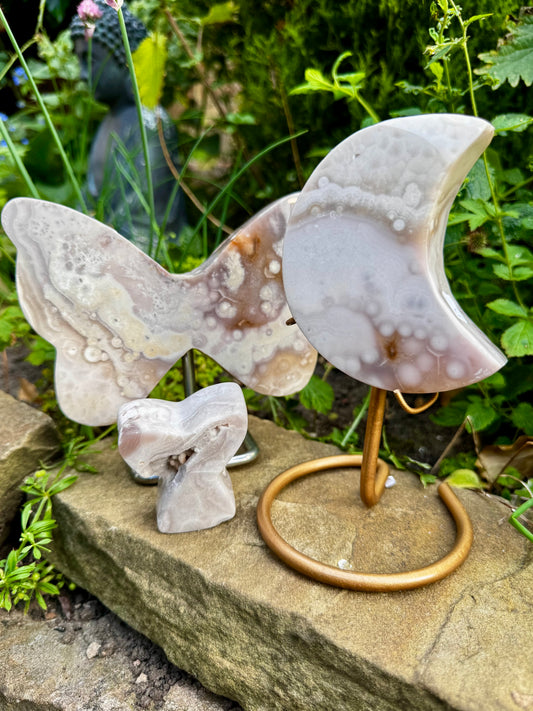Pink Amethyst Butterfly, Moon and Mermaid tail Dreamy set