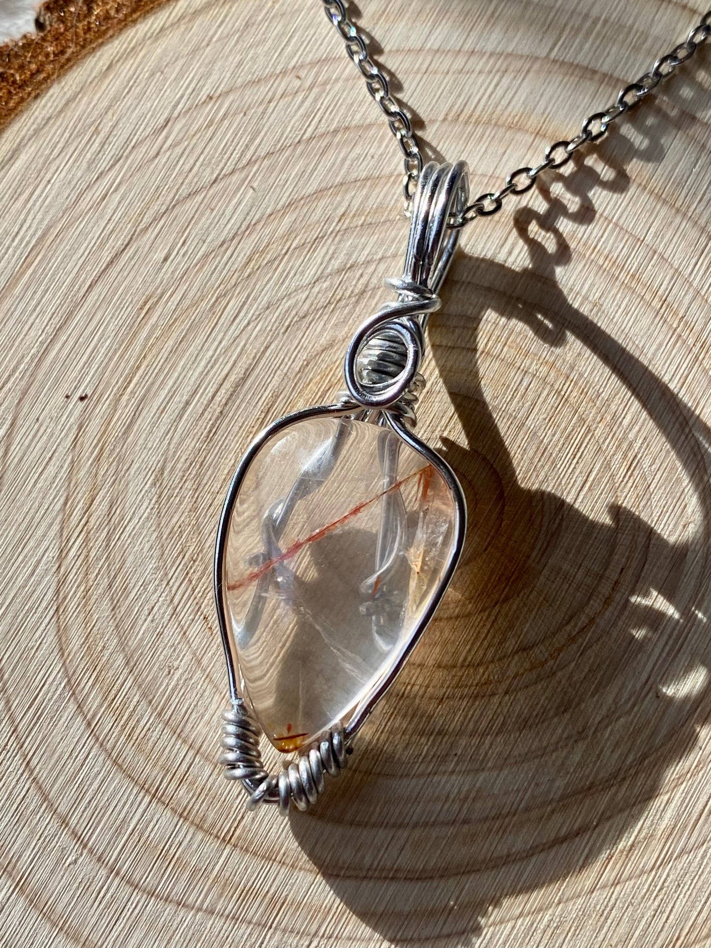 Wire wrapped Copper Rutile Quartz pendants