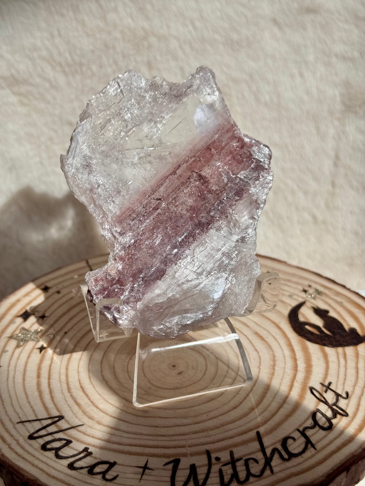 Selenite with Hematite