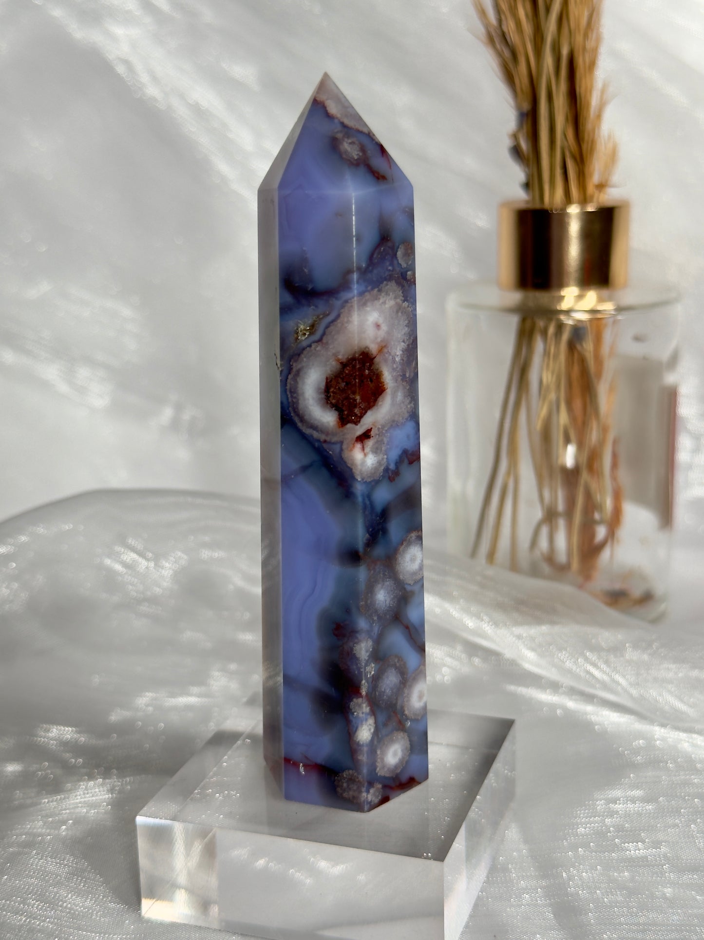 Blue Flower Agate towers and Freeforms