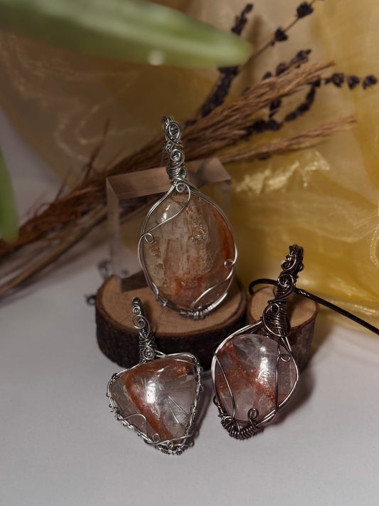Iron Quartz wire wrapped pendants