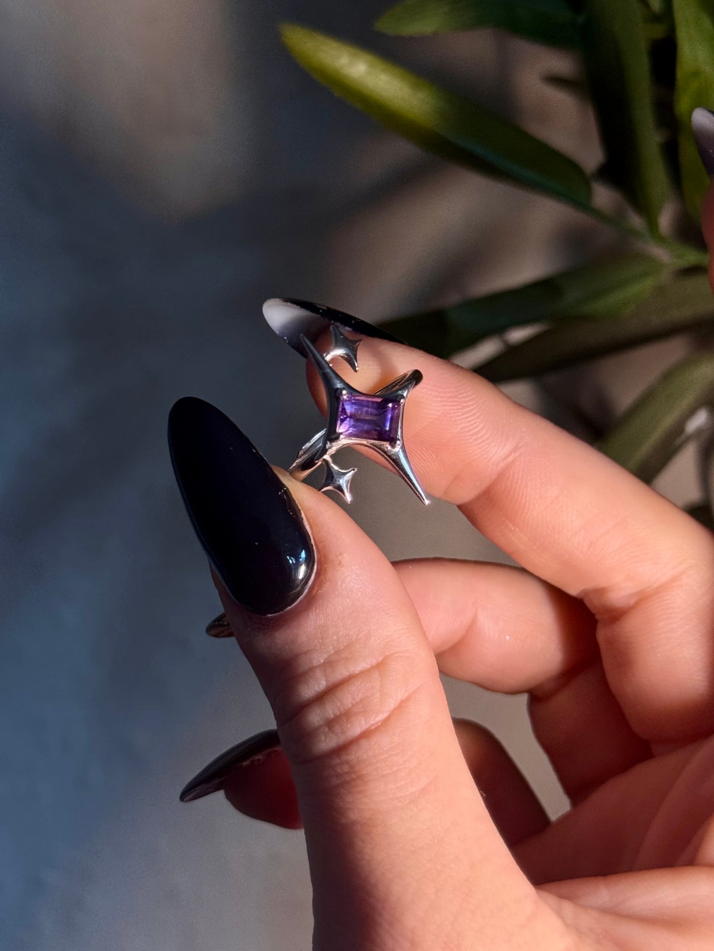 Amethyst adjustable rings in Silver 925