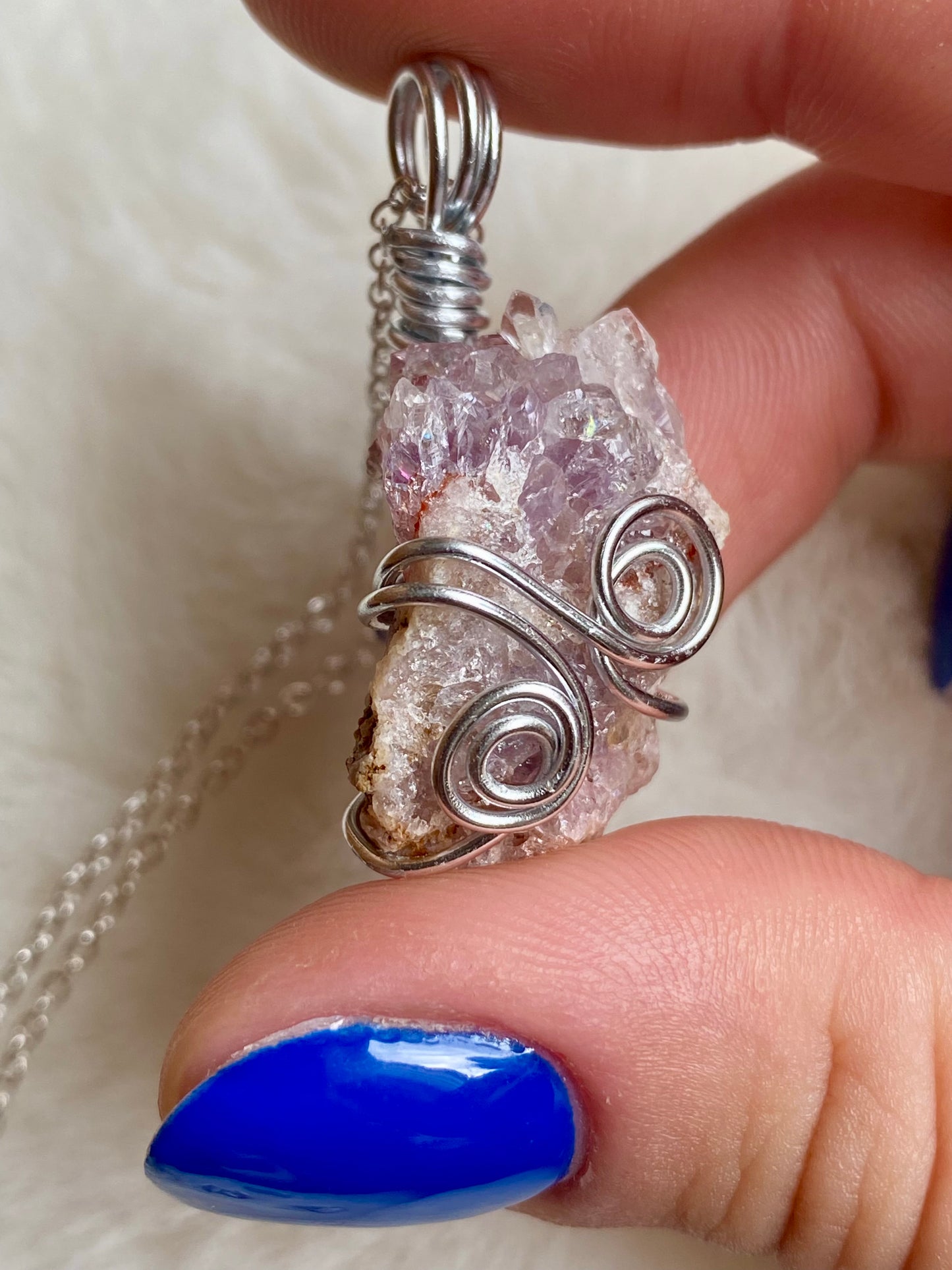 Wire wrapped Pink Amethyst Pendants