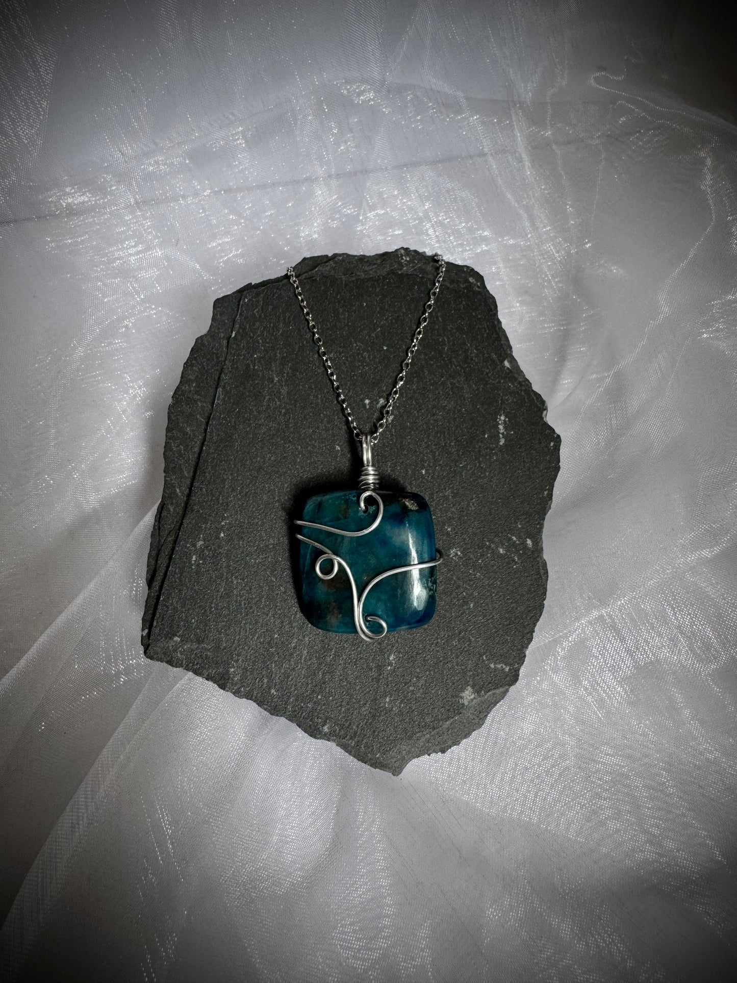 Wire wrapped Azurite pendants